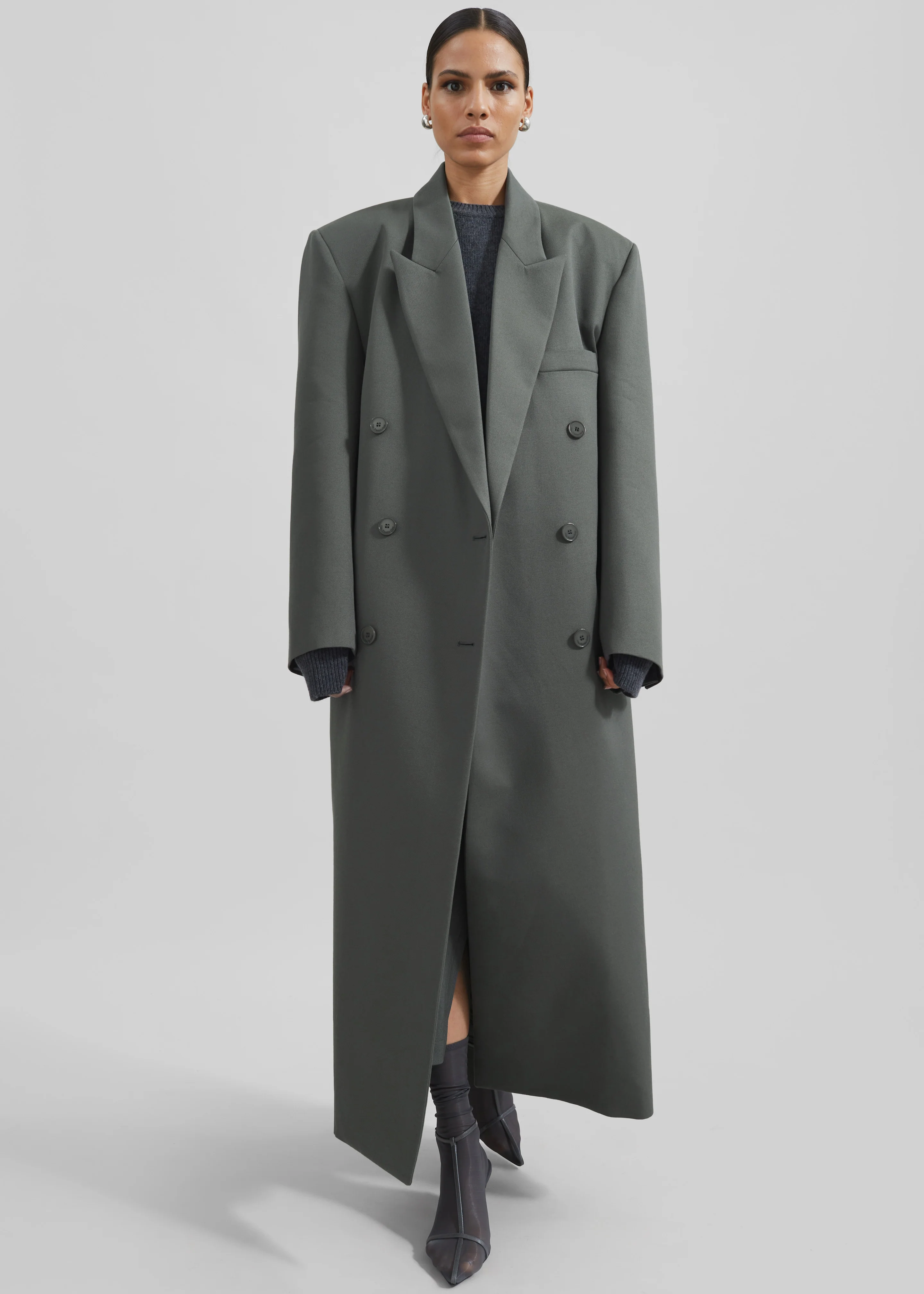 Jane Long Coat - Light Khaki - Image 4