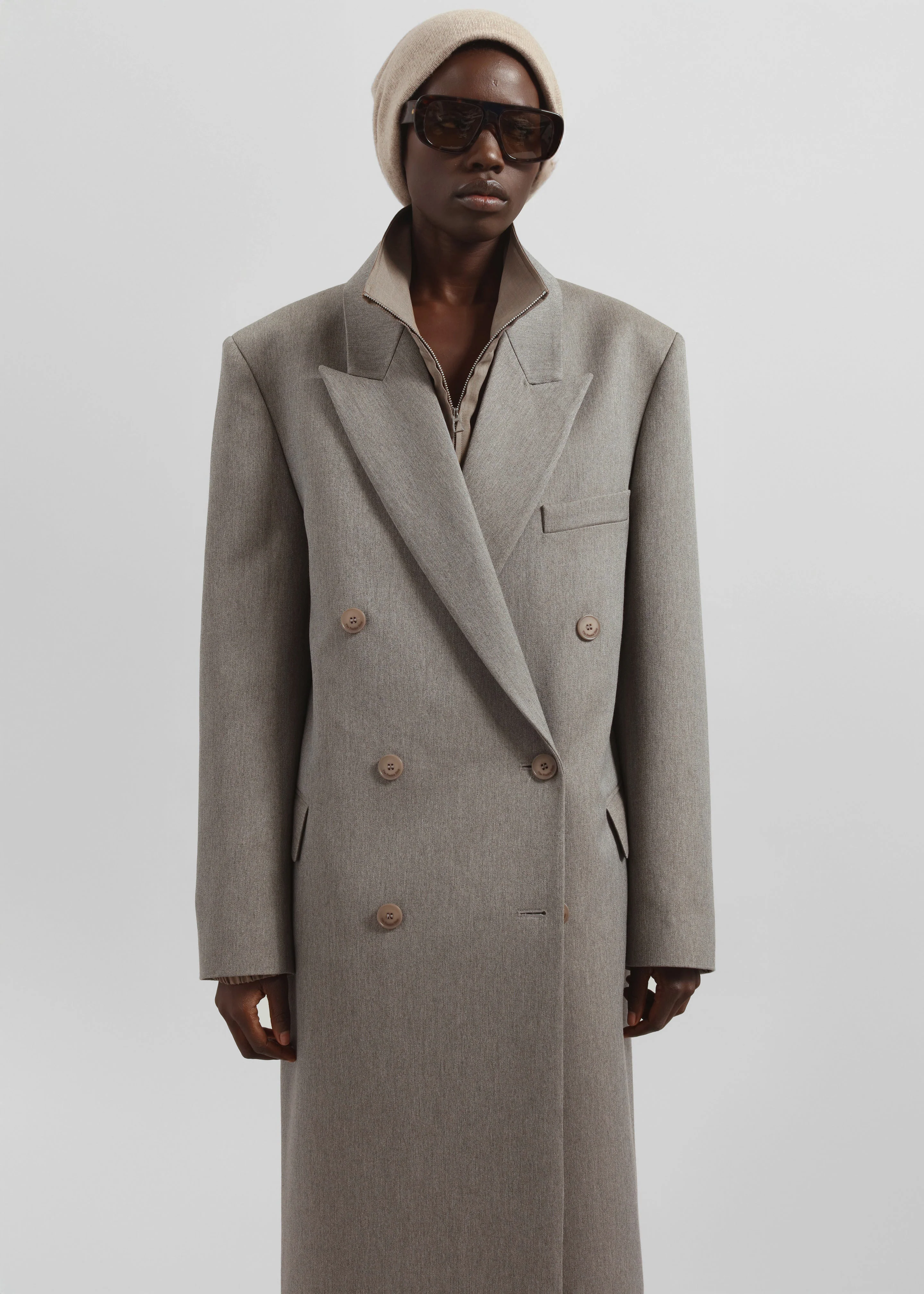 Jane Long Coat - Taupe Melange - Image 3
