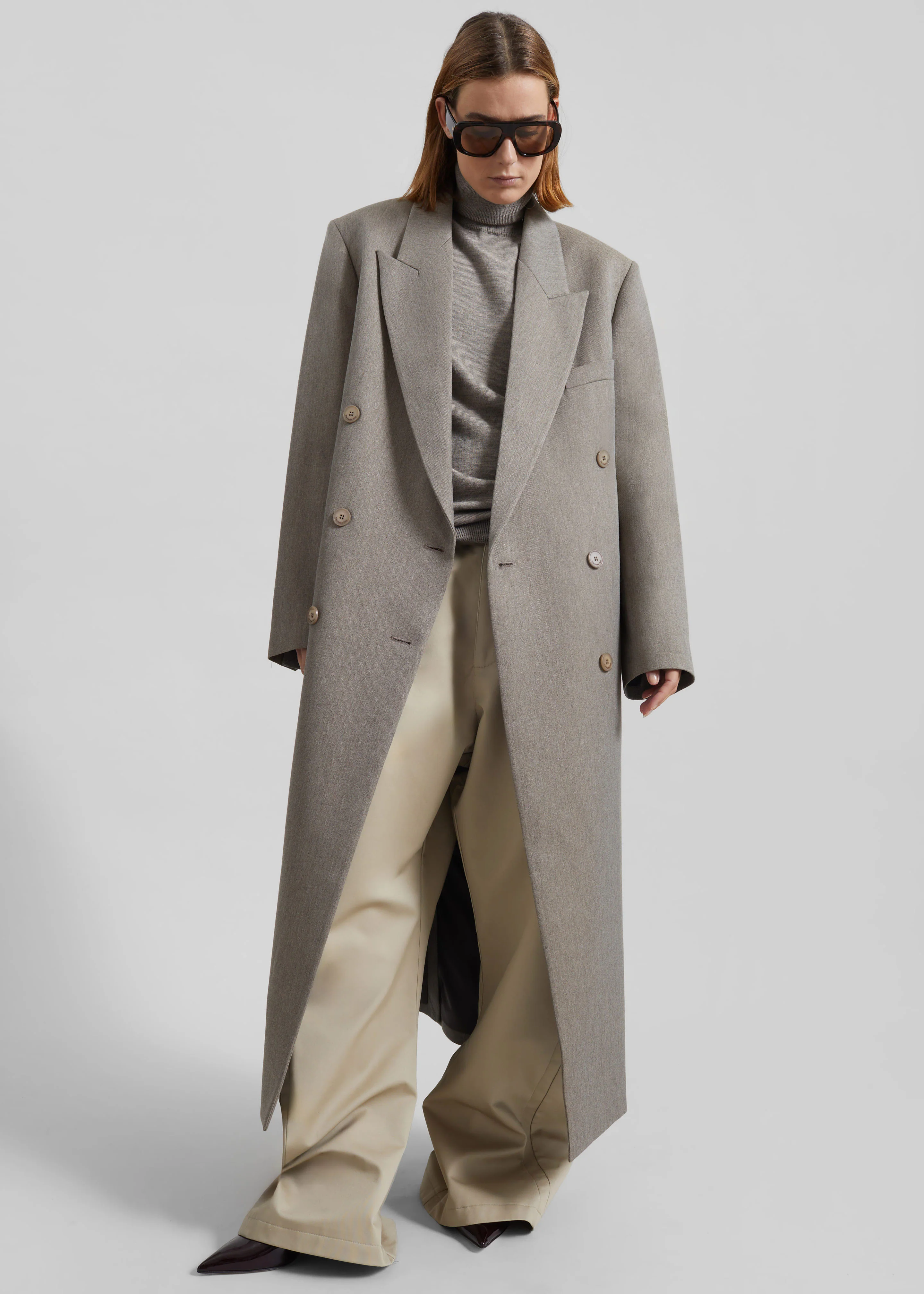 Jane Long Coat - Taupe Melange - Image 7