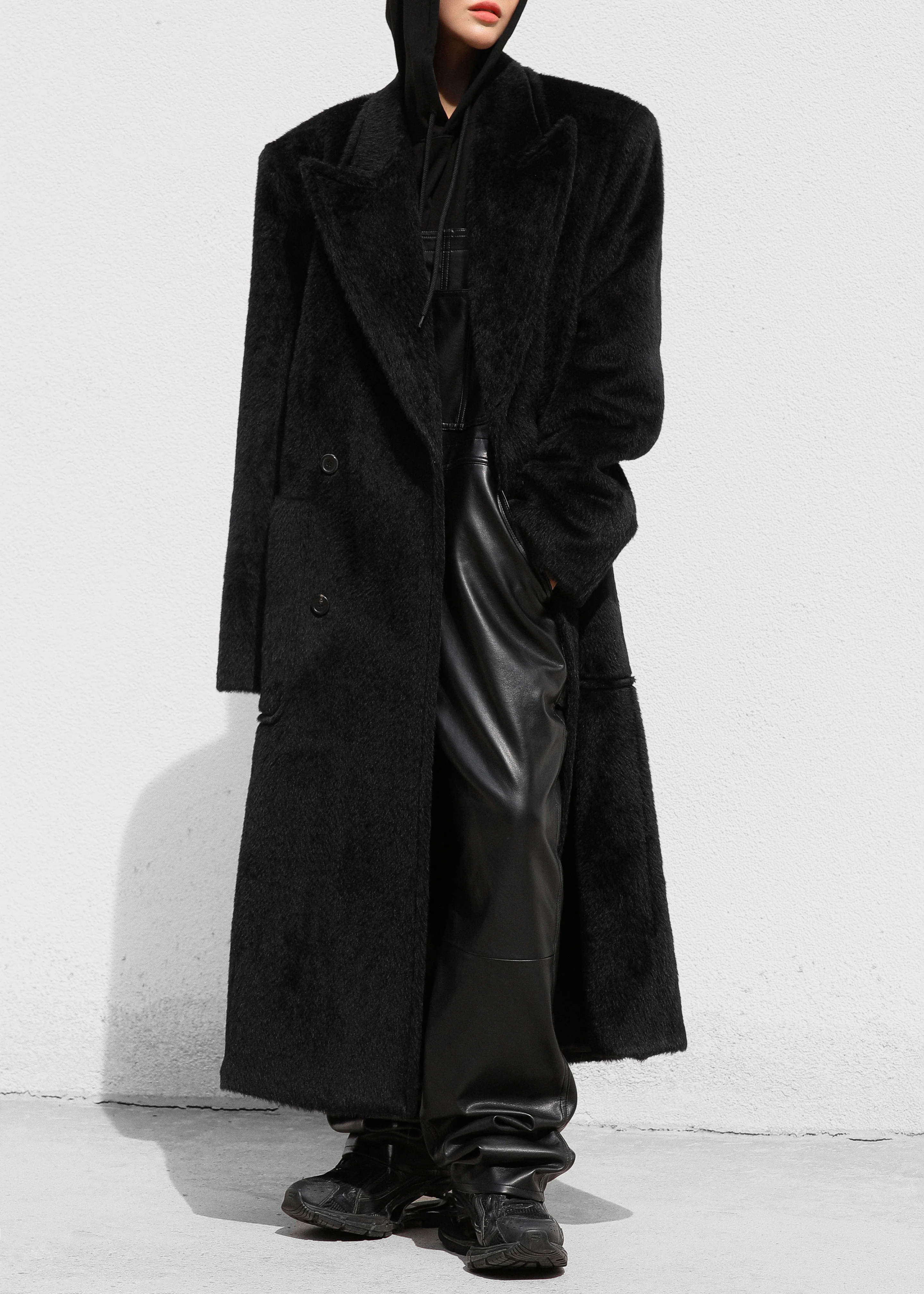 Jaylene Oversized Wool Coat - Black - Image 2