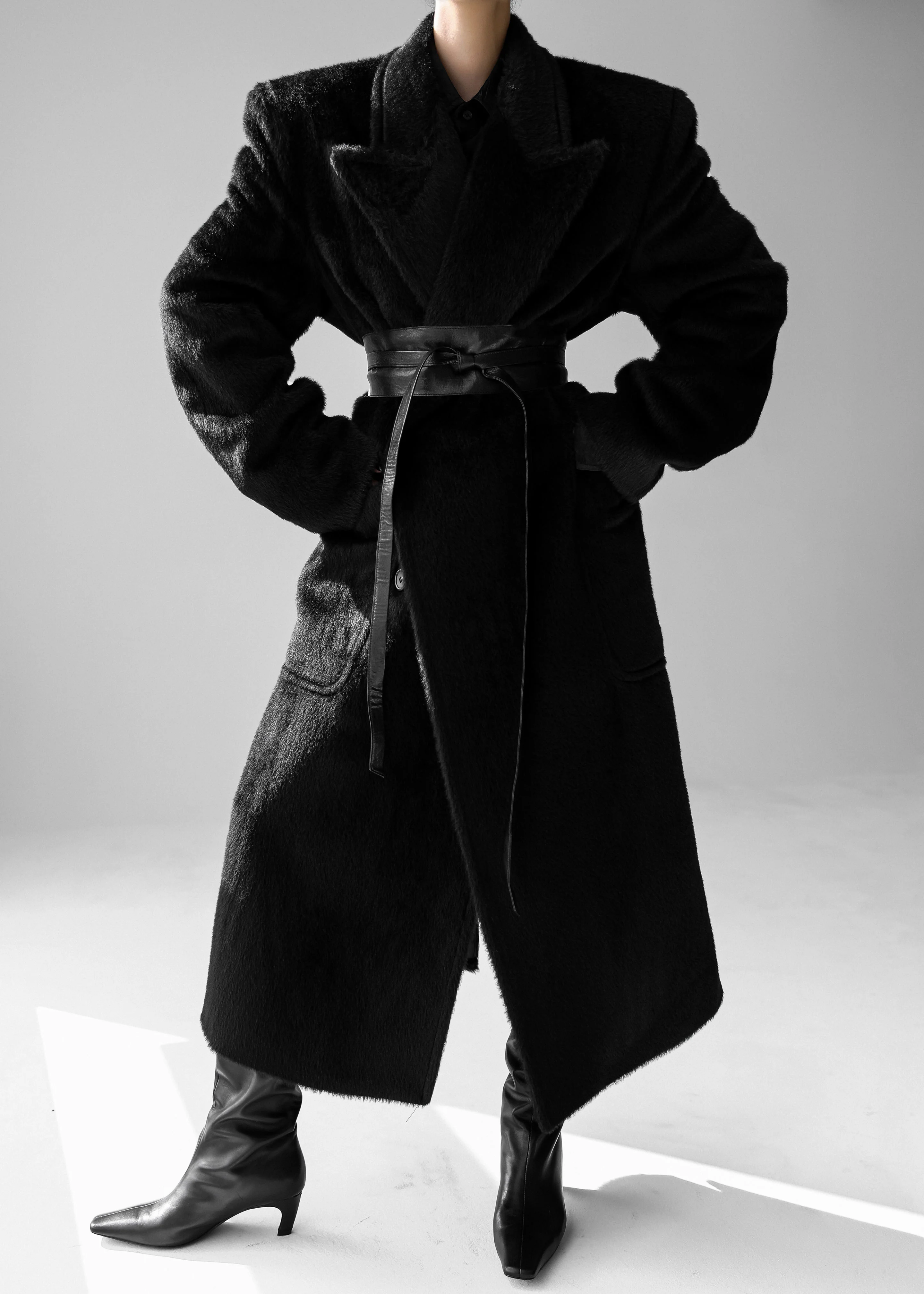 Jaylene Oversized Wool Coat - Black - Image 6