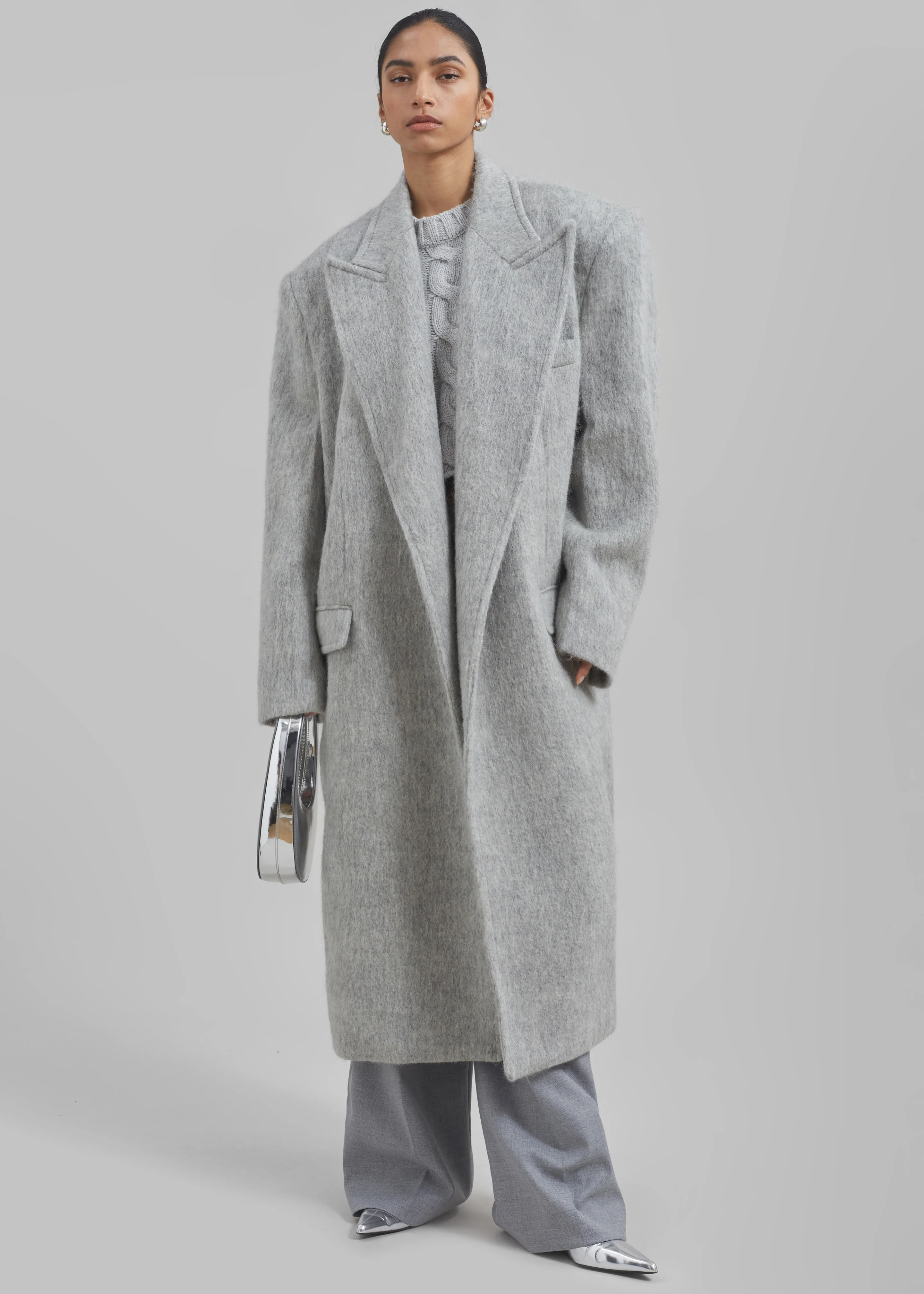 John Oversized Coat - Light Grey - Image 10