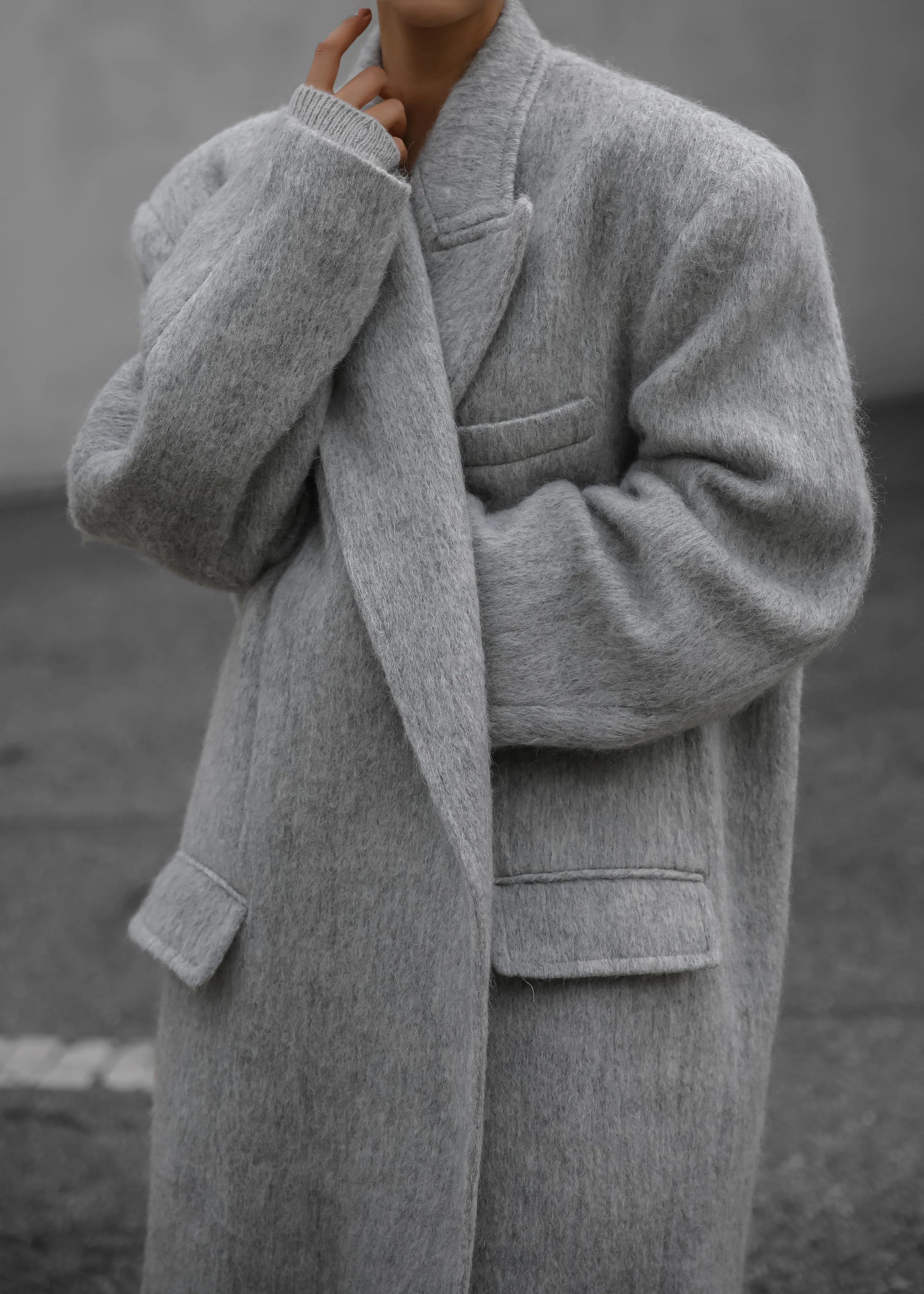John Oversized Coat - Light Grey - Image 2