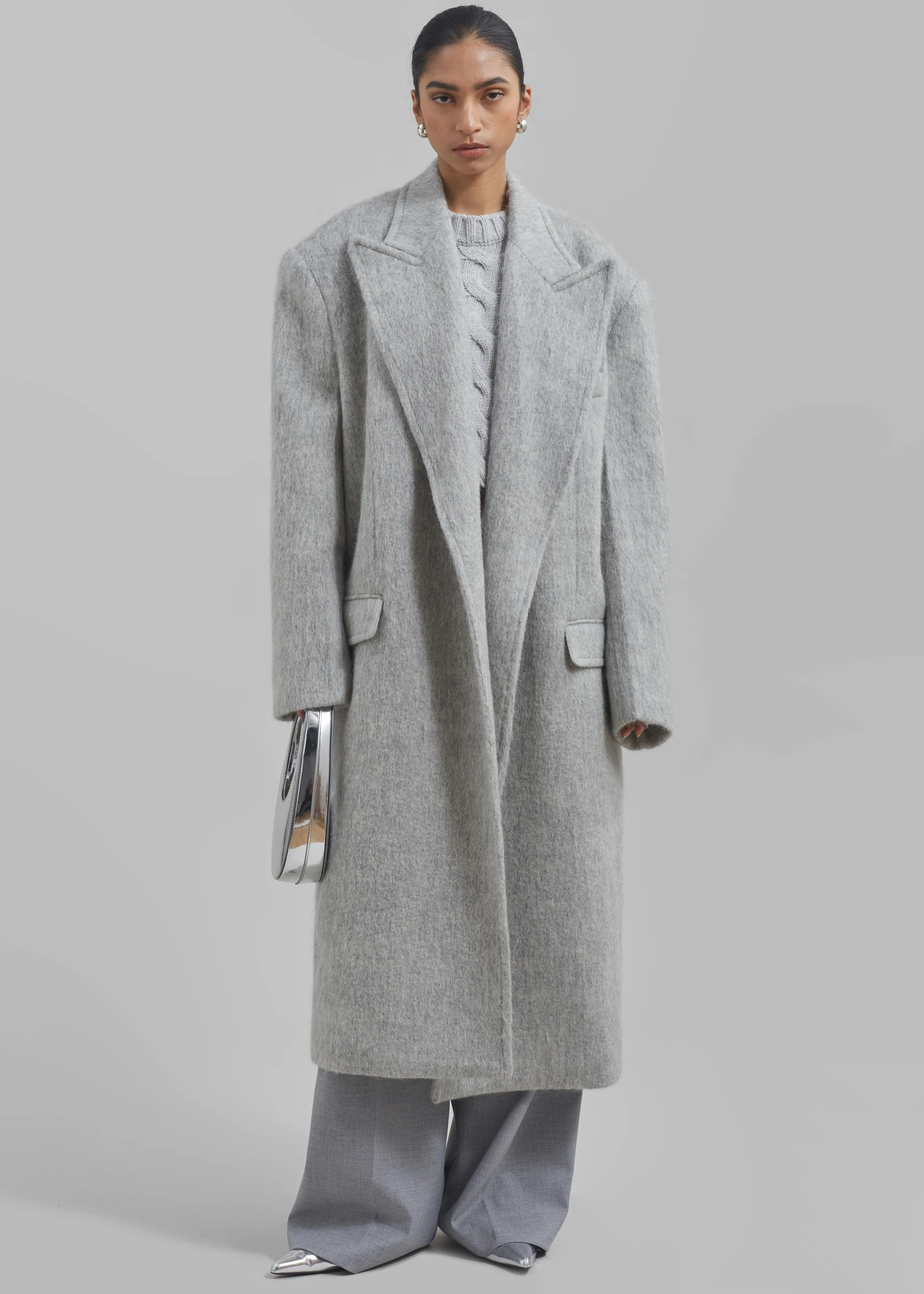 John Oversized Coat - Light Grey - Image 7