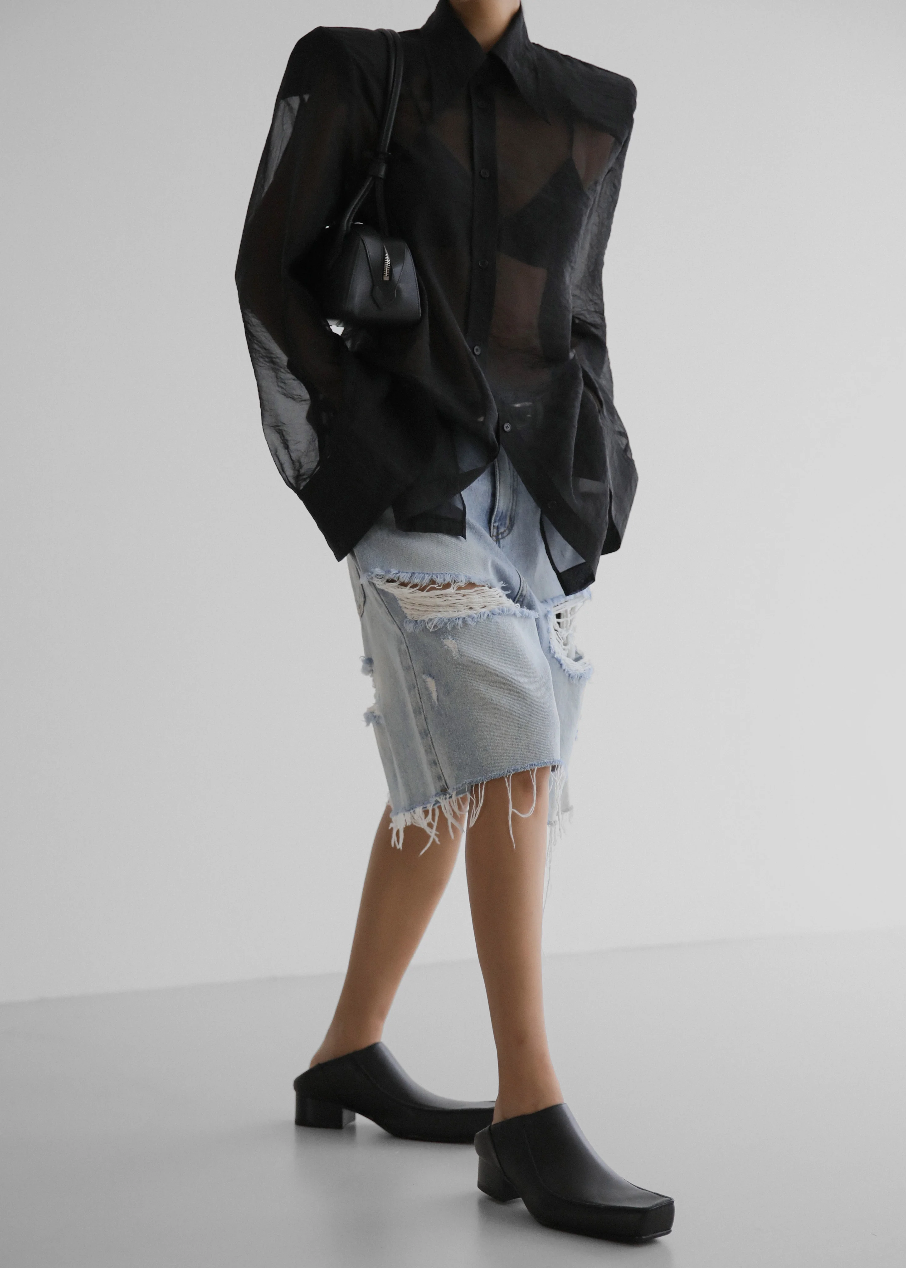 Jolene Semi Sheer Shirt - Black - Image 10