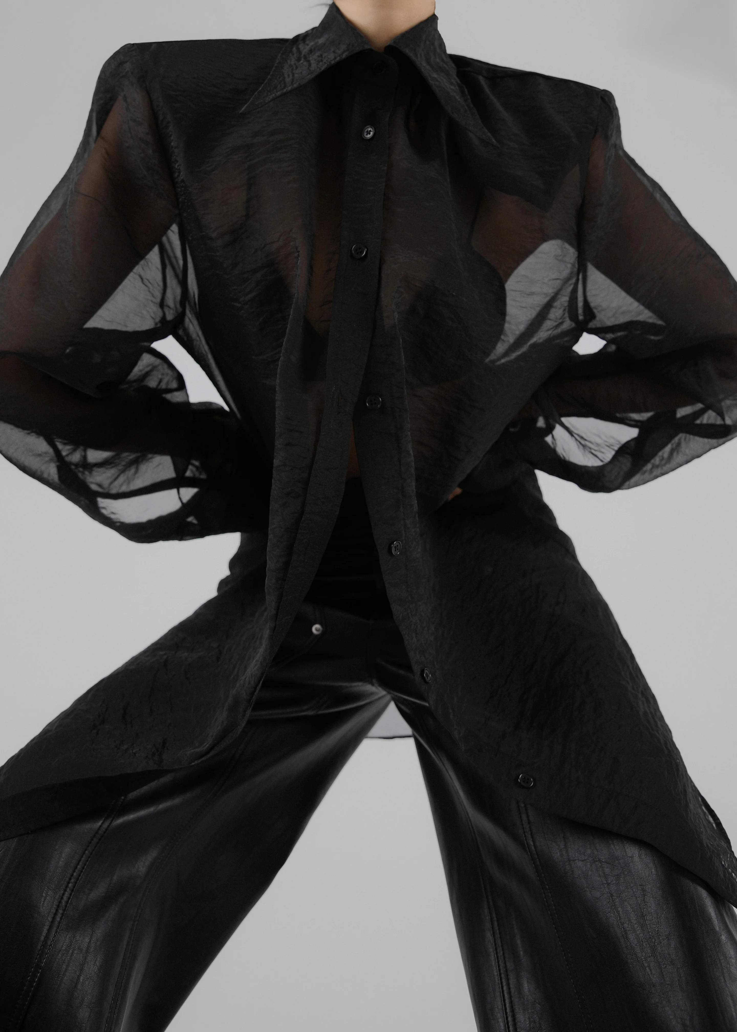 Jolene Semi Sheer Shirt - Black - Image 5