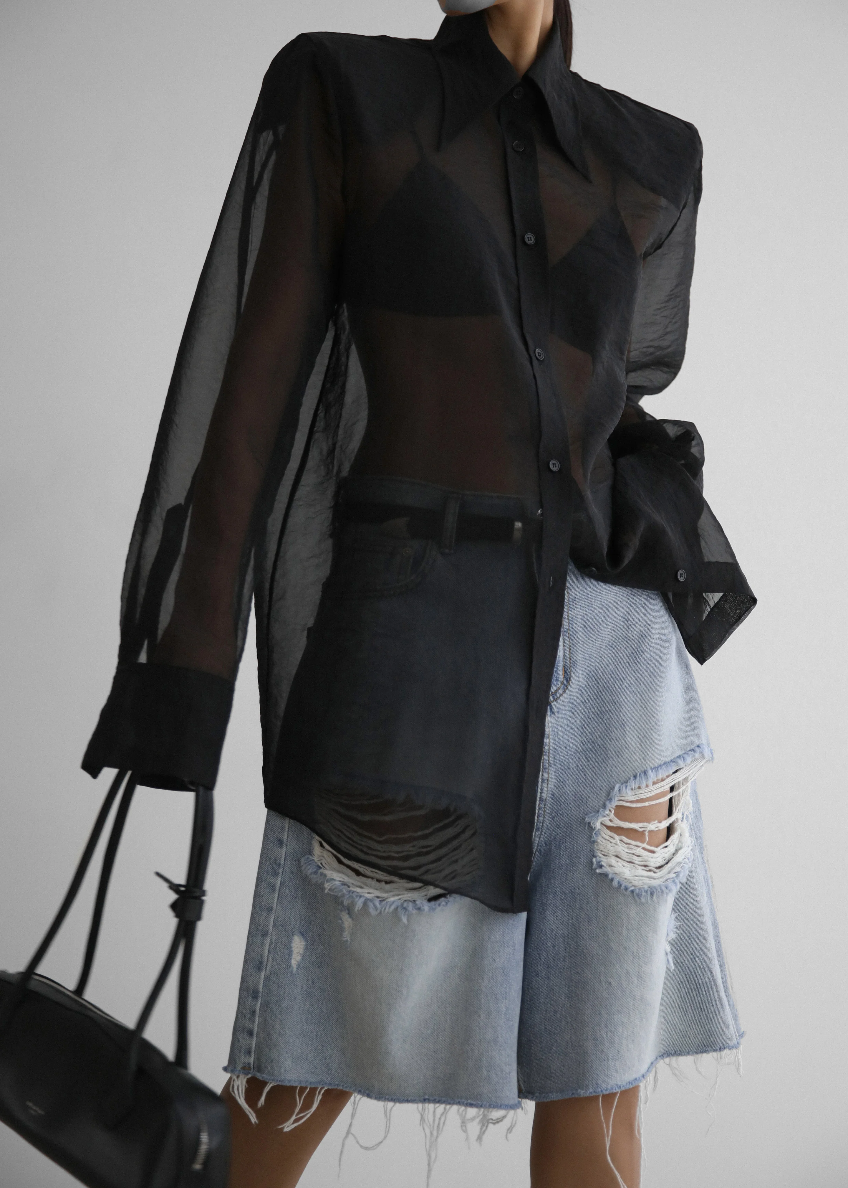 Jolene Semi Sheer Shirt - Black - Image 8