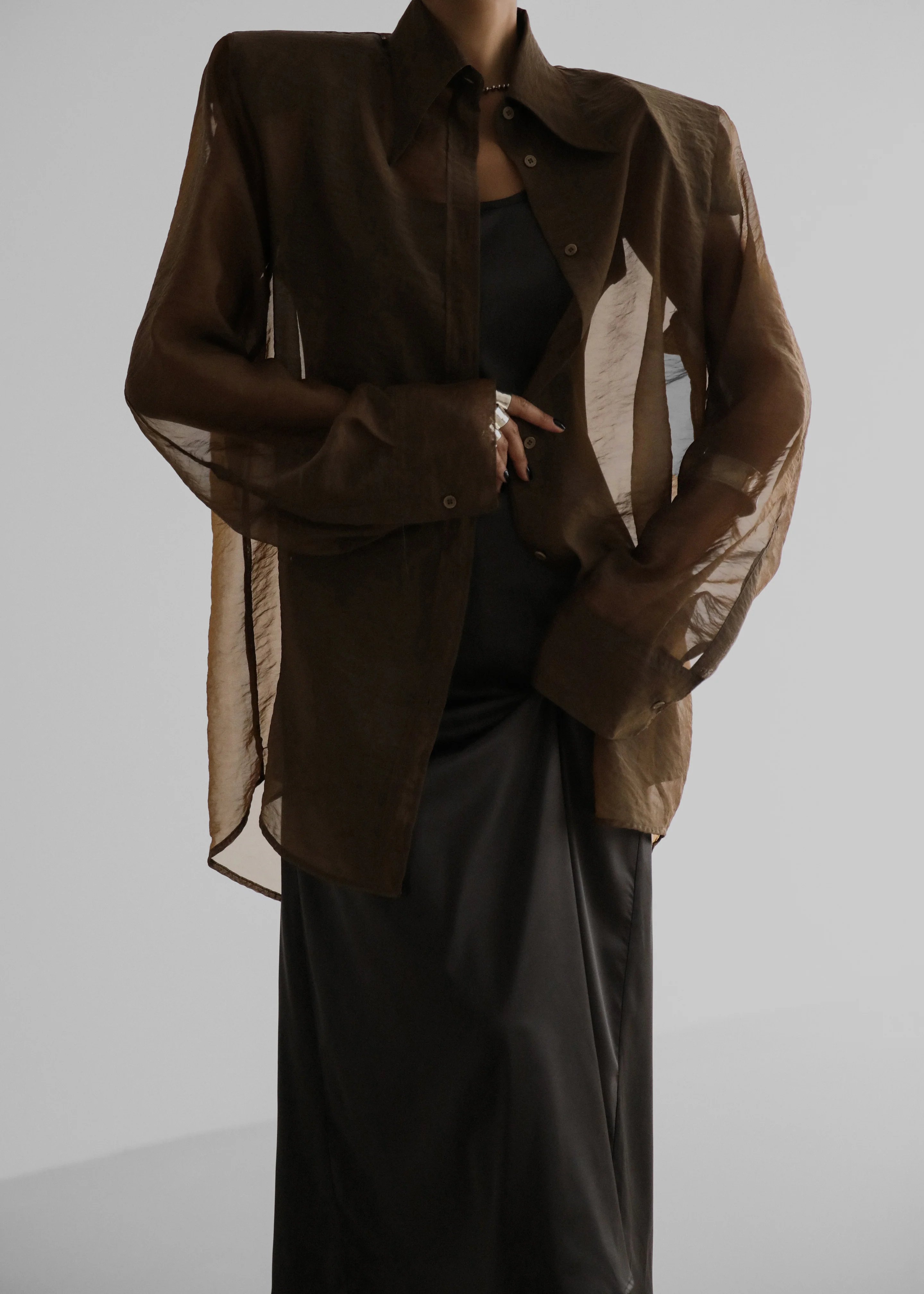 Jolene Semi Sheer Shirt - Brown - Image 5