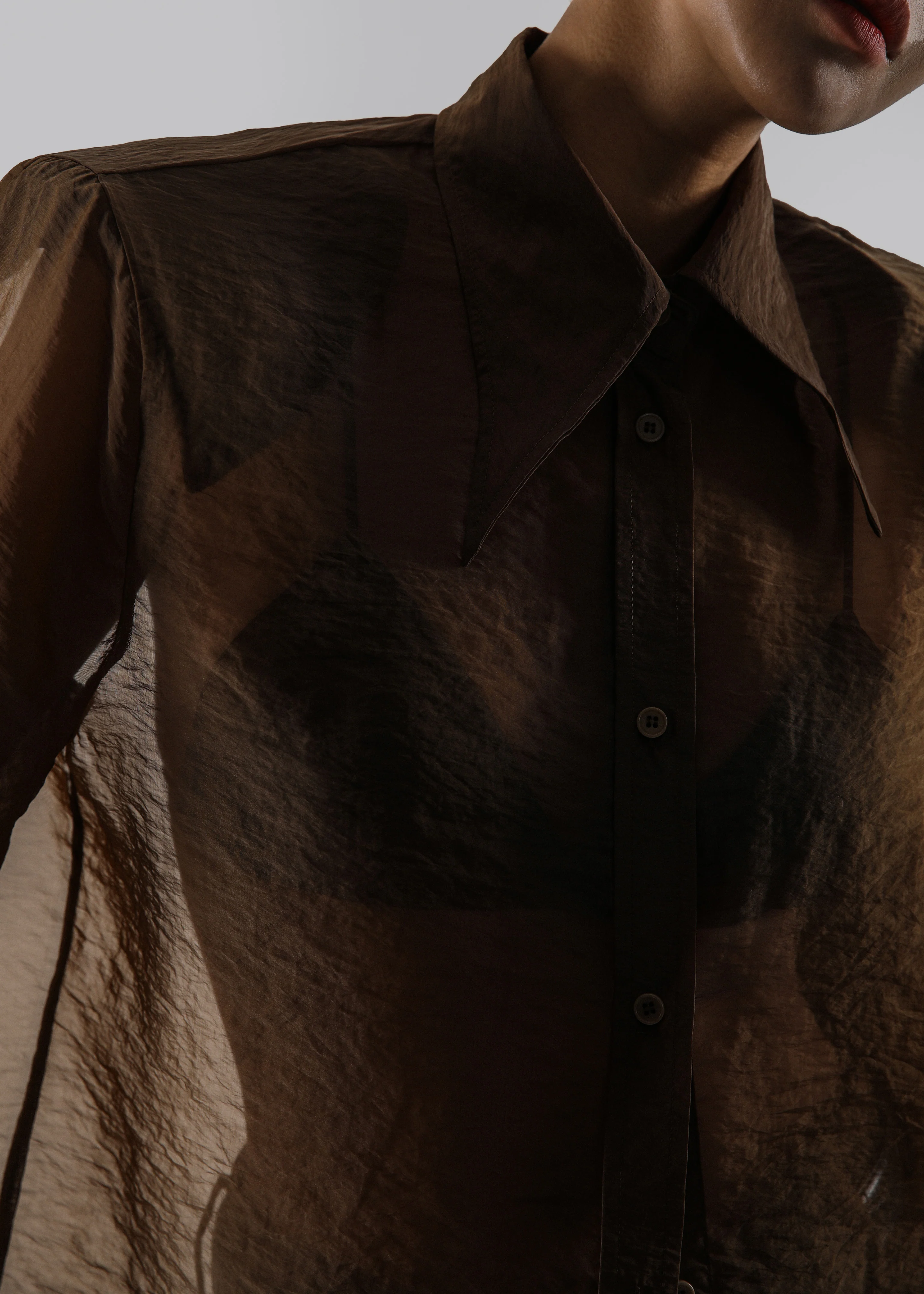 Jolene Semi Sheer Shirt - Brown - Image 9