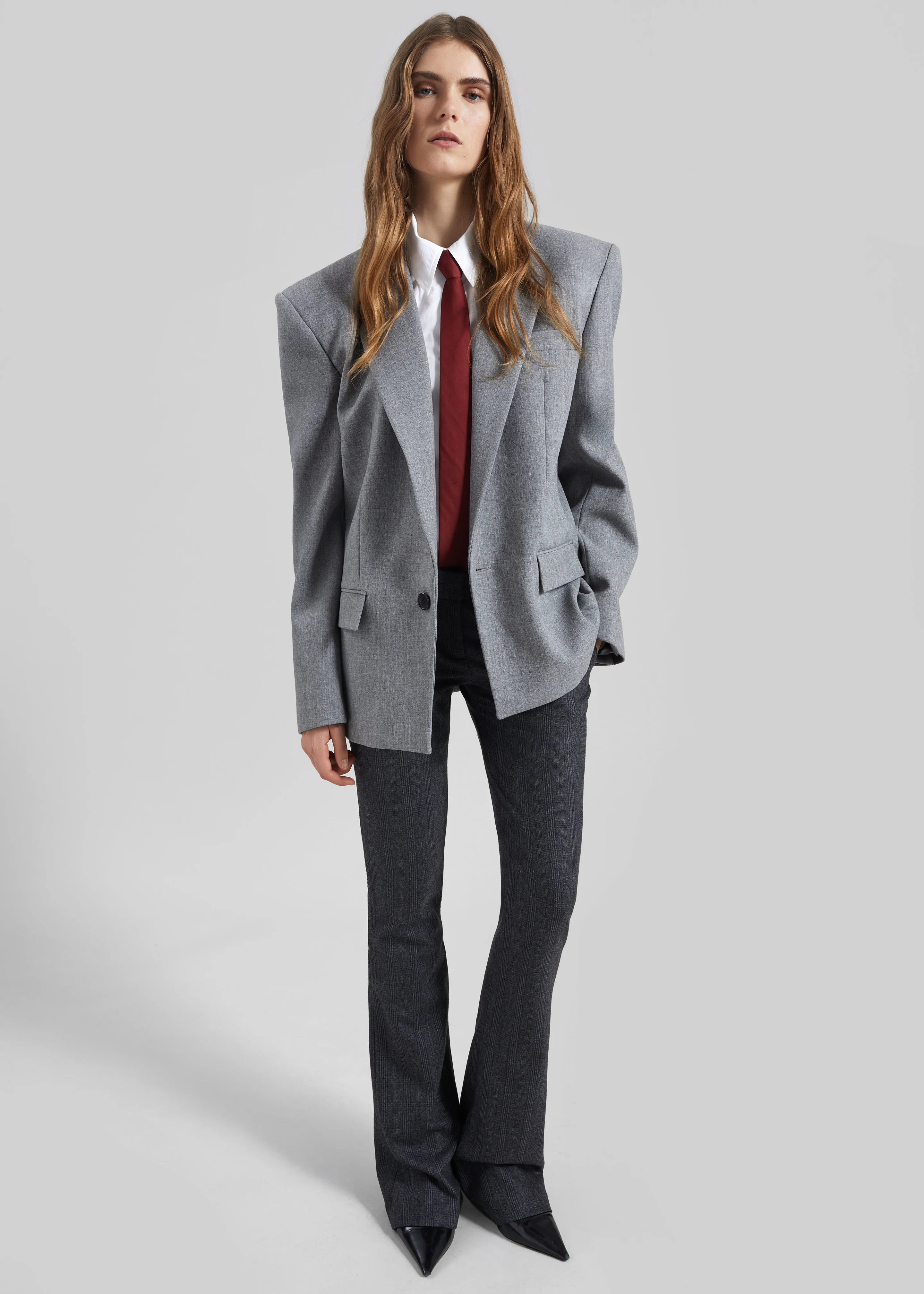 Jun Textured Blazer - Grey Melange