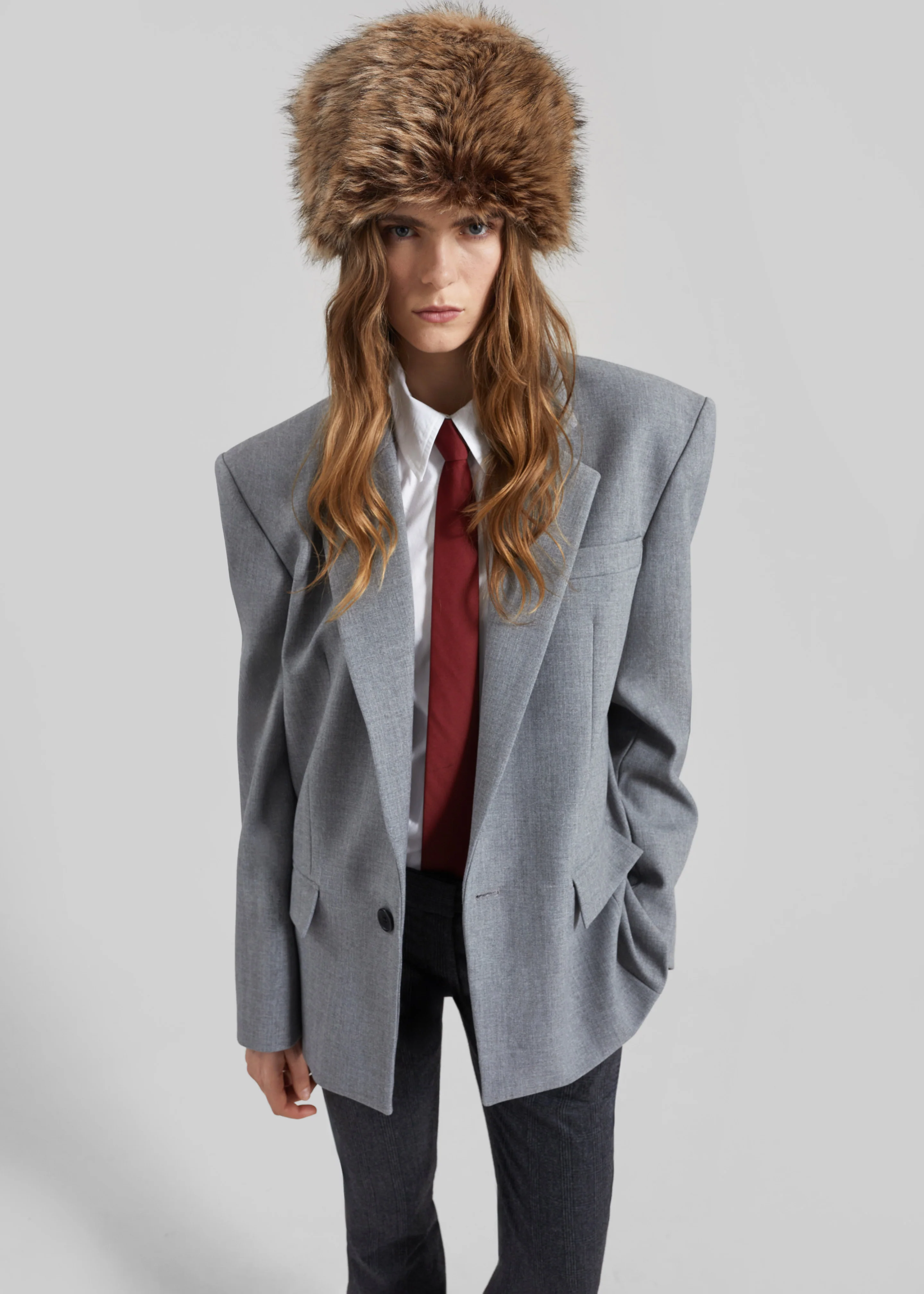 Jun Textured Blazer - Grey Melange - Image 2