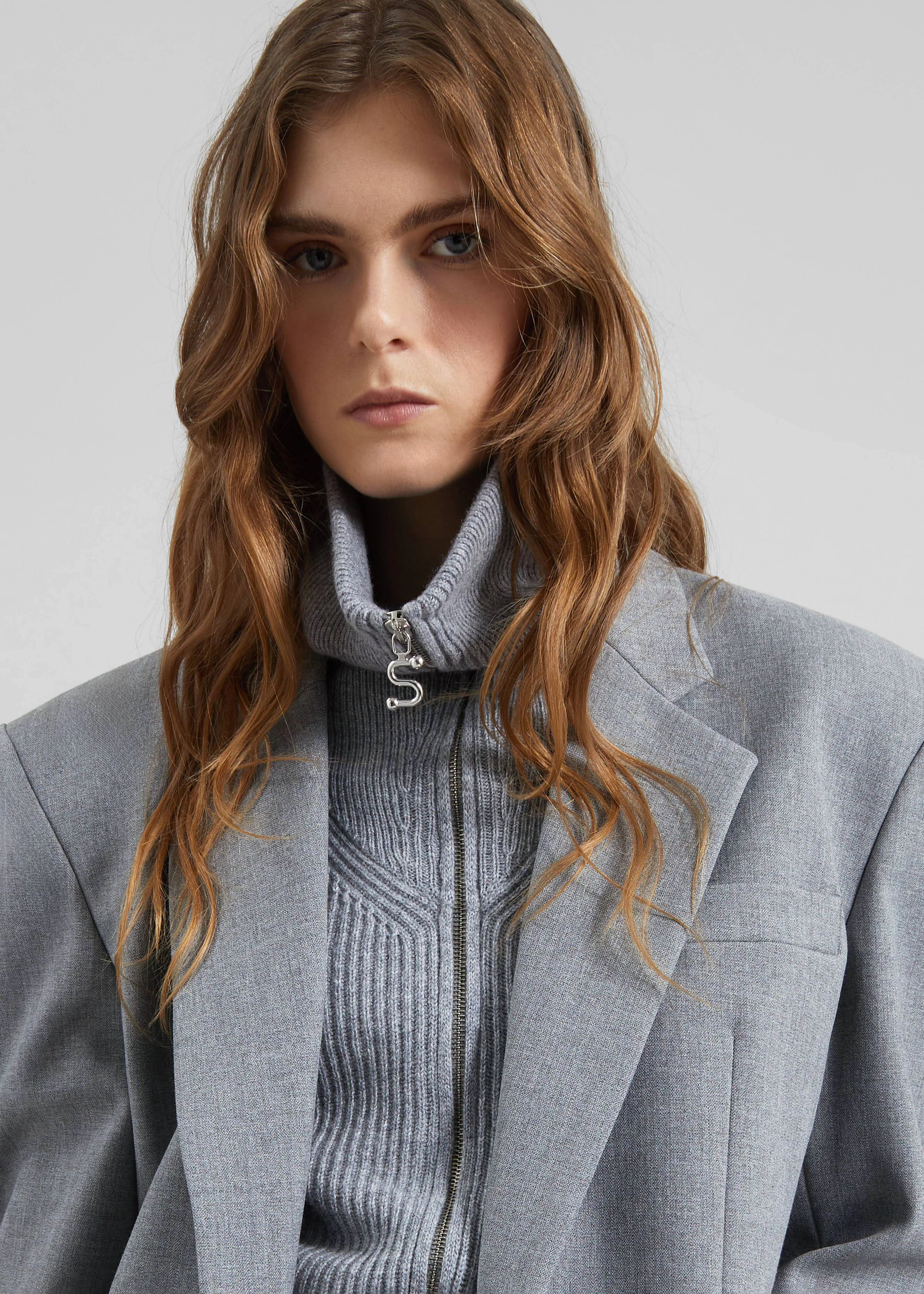 Jun Textured Blazer - Grey Melange - Image 7