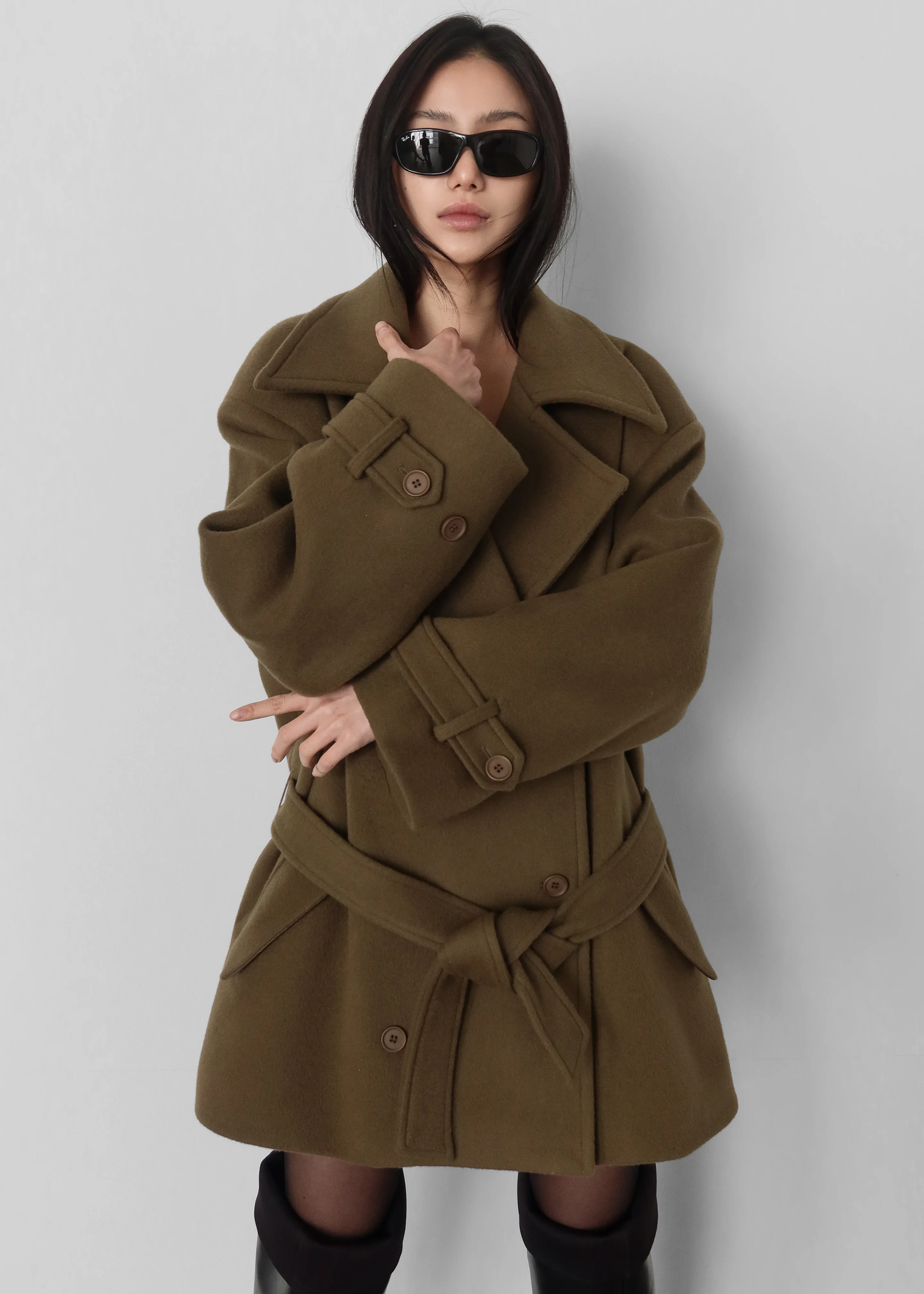 Kalmar Wool Peacoat - Pale Olive - Image 4
