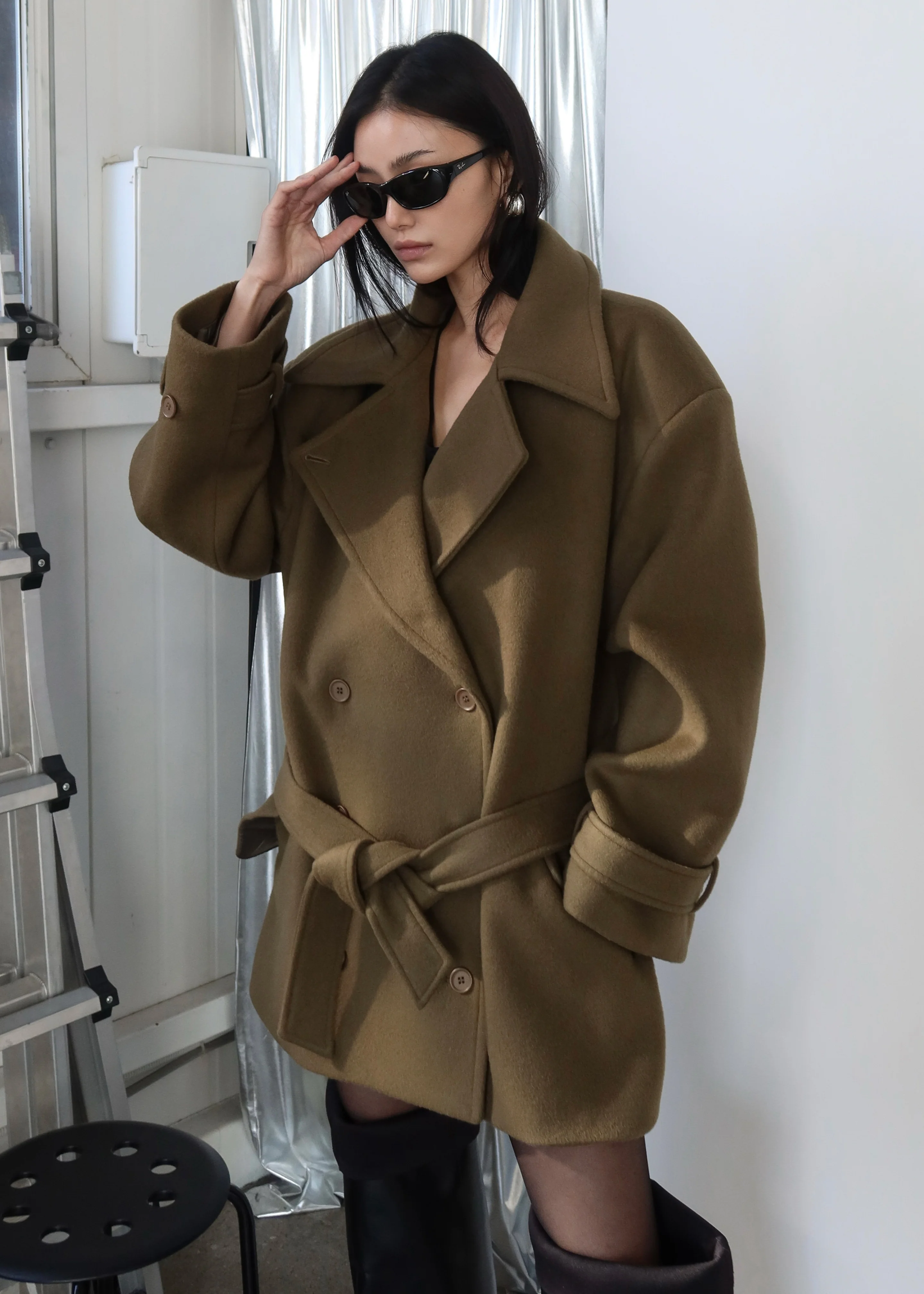 Kalmar Wool Peacoat - Pale Olive - Image 6