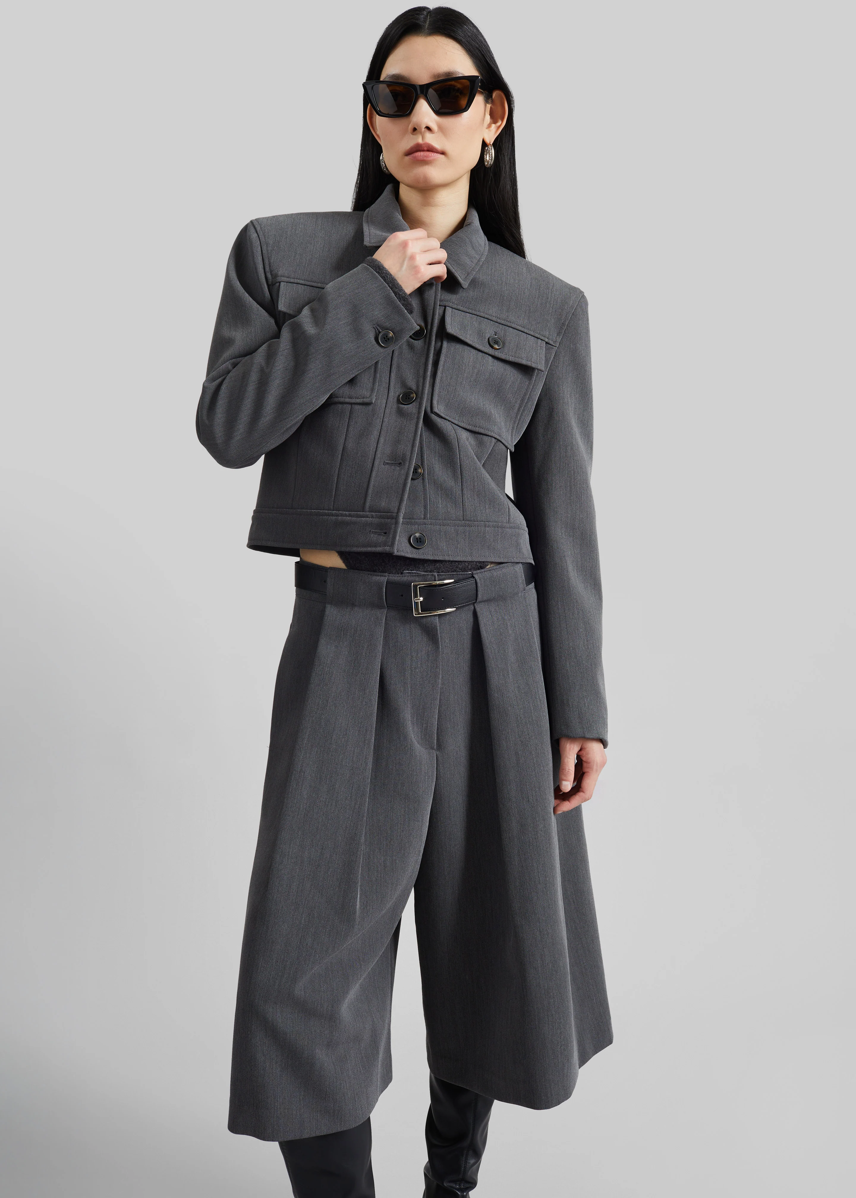 Kalvo Belted Bermuda Shorts - Dark Grey - Image 2