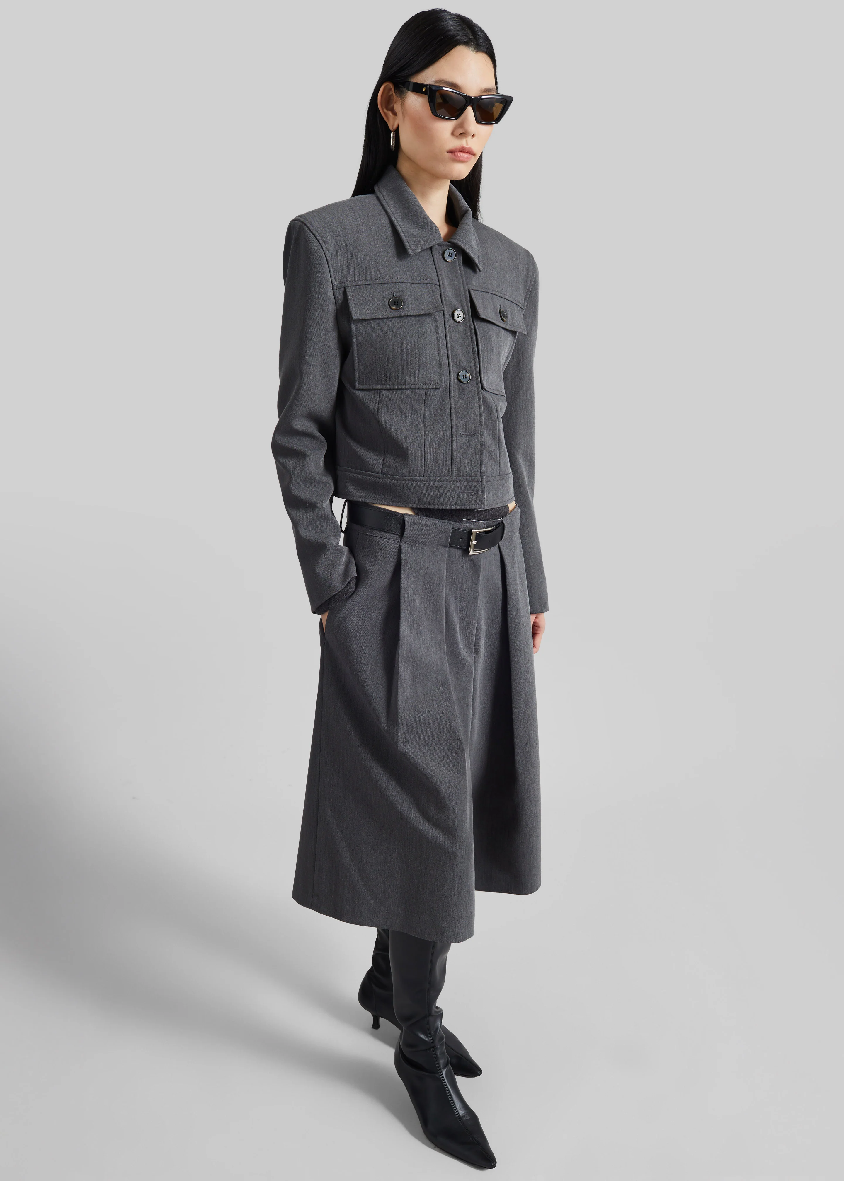 Kalvo Belted Bermuda Shorts - Dark Grey - Image 6
