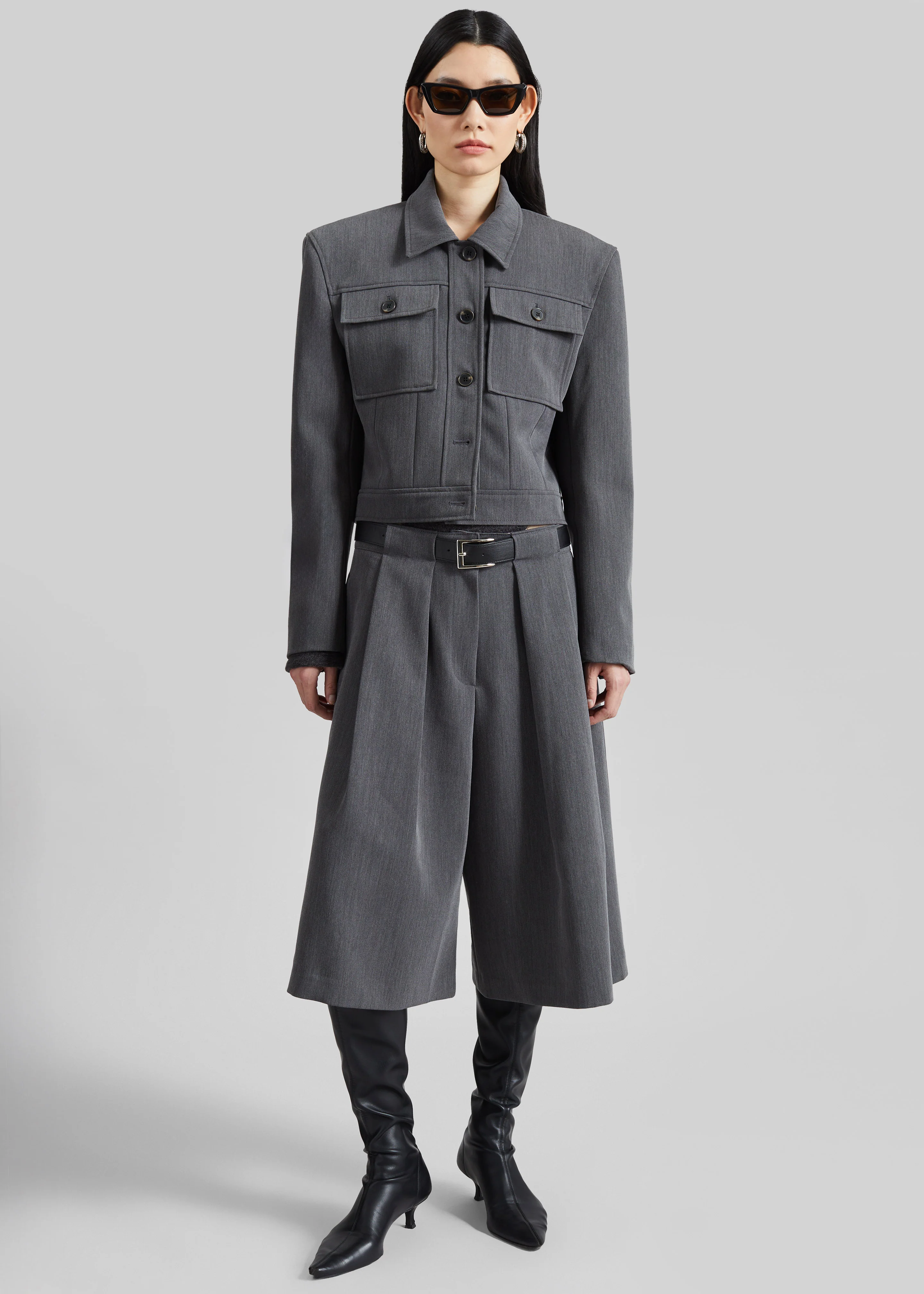 Kalvo Belted Bermuda Shorts - Dark Grey - Image 7