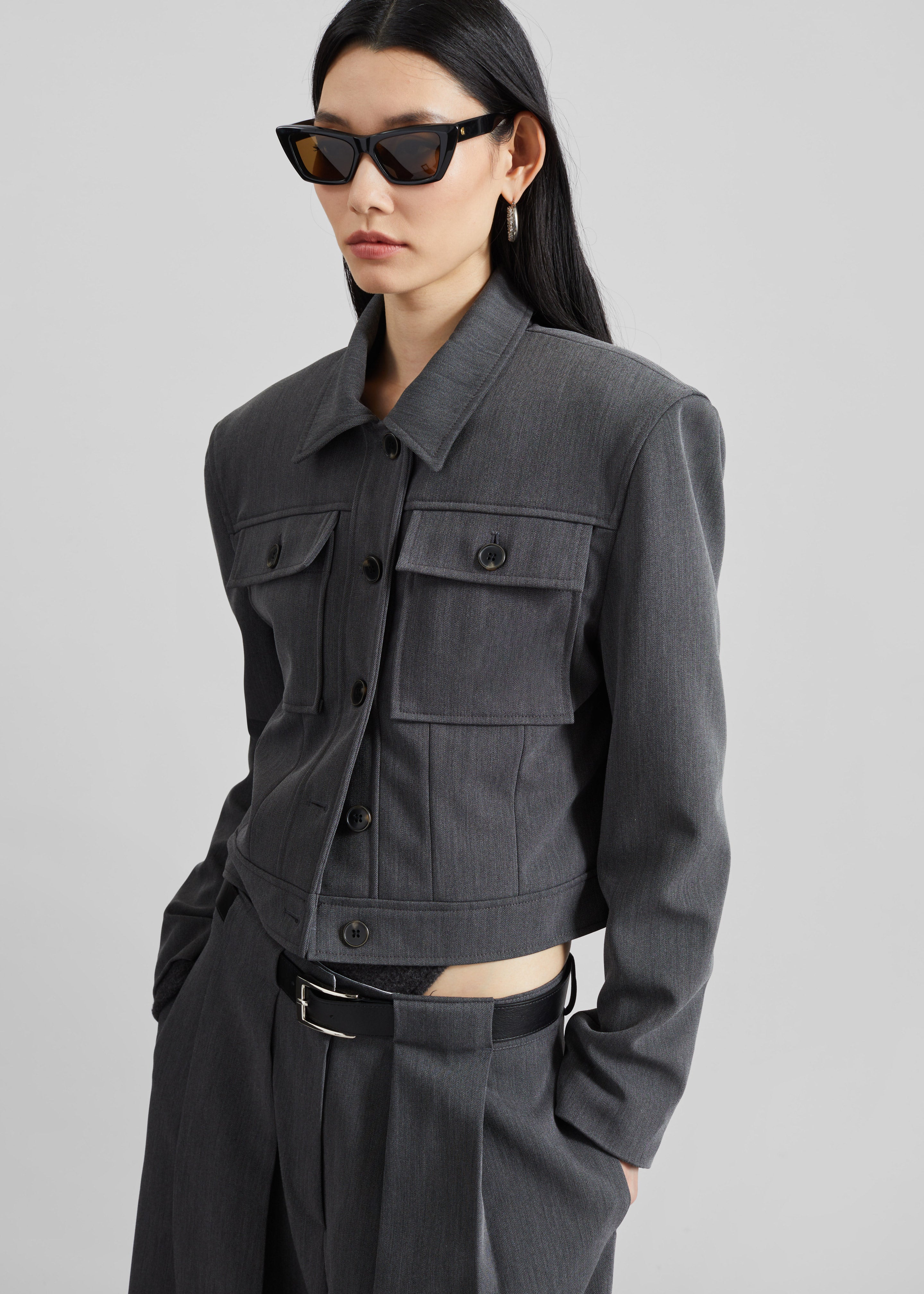 Kalvo Boxy Jacket - Dark Grey - Image 4