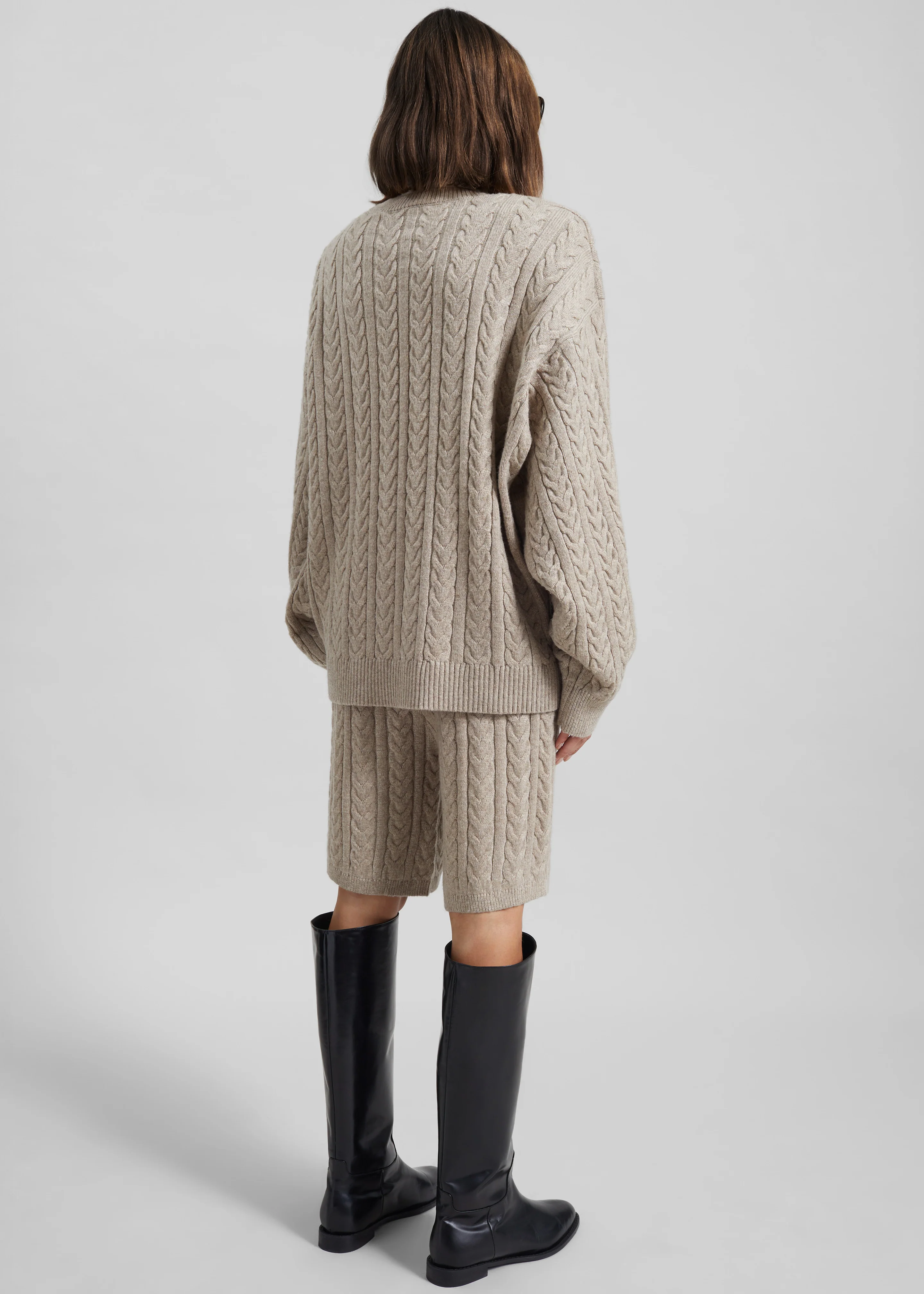 Karmoy Cable Knit Padded Sweater - Beige - Image 7