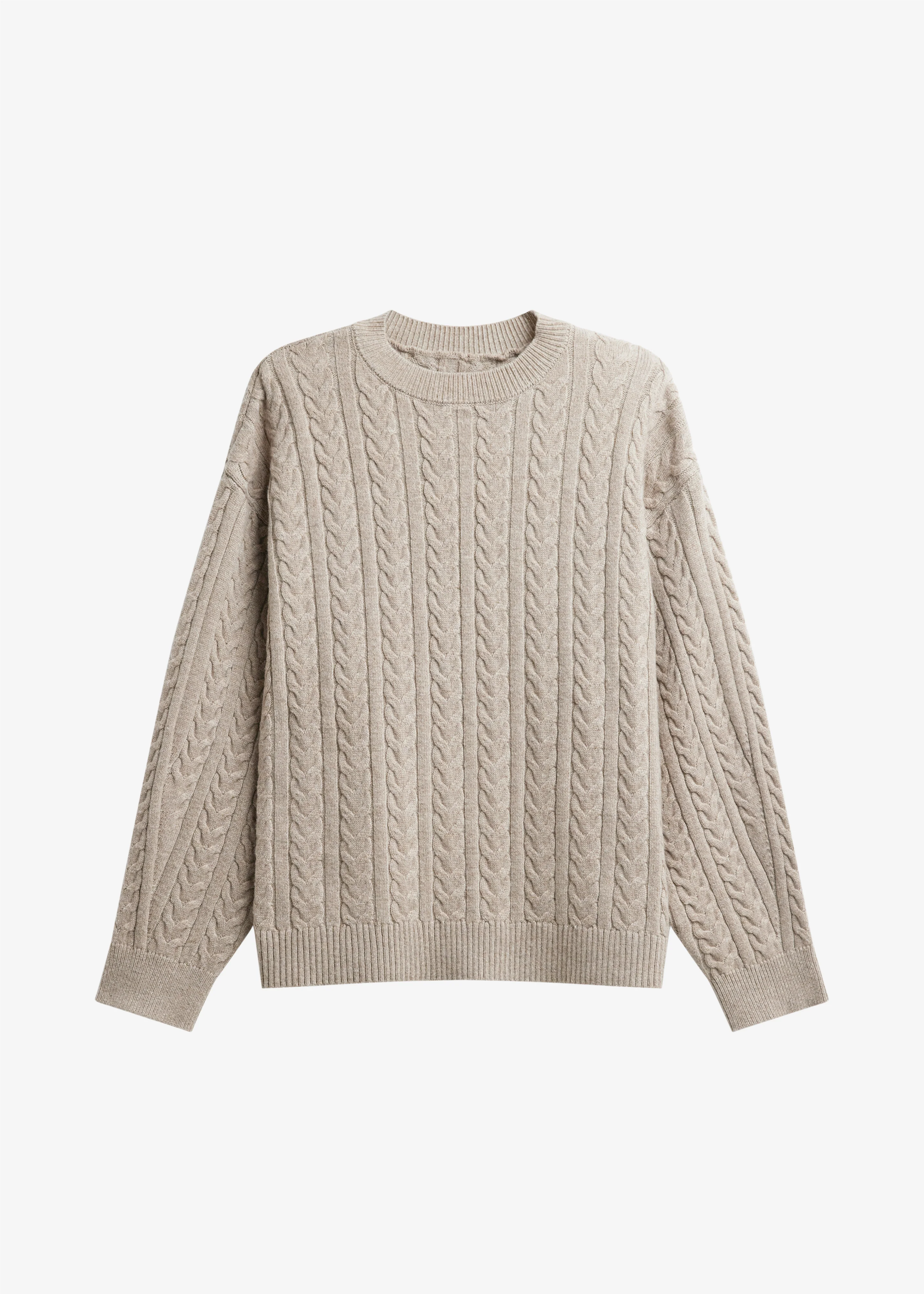 Karmoy Cable Knit Padded Sweater - Beige - Image 8
