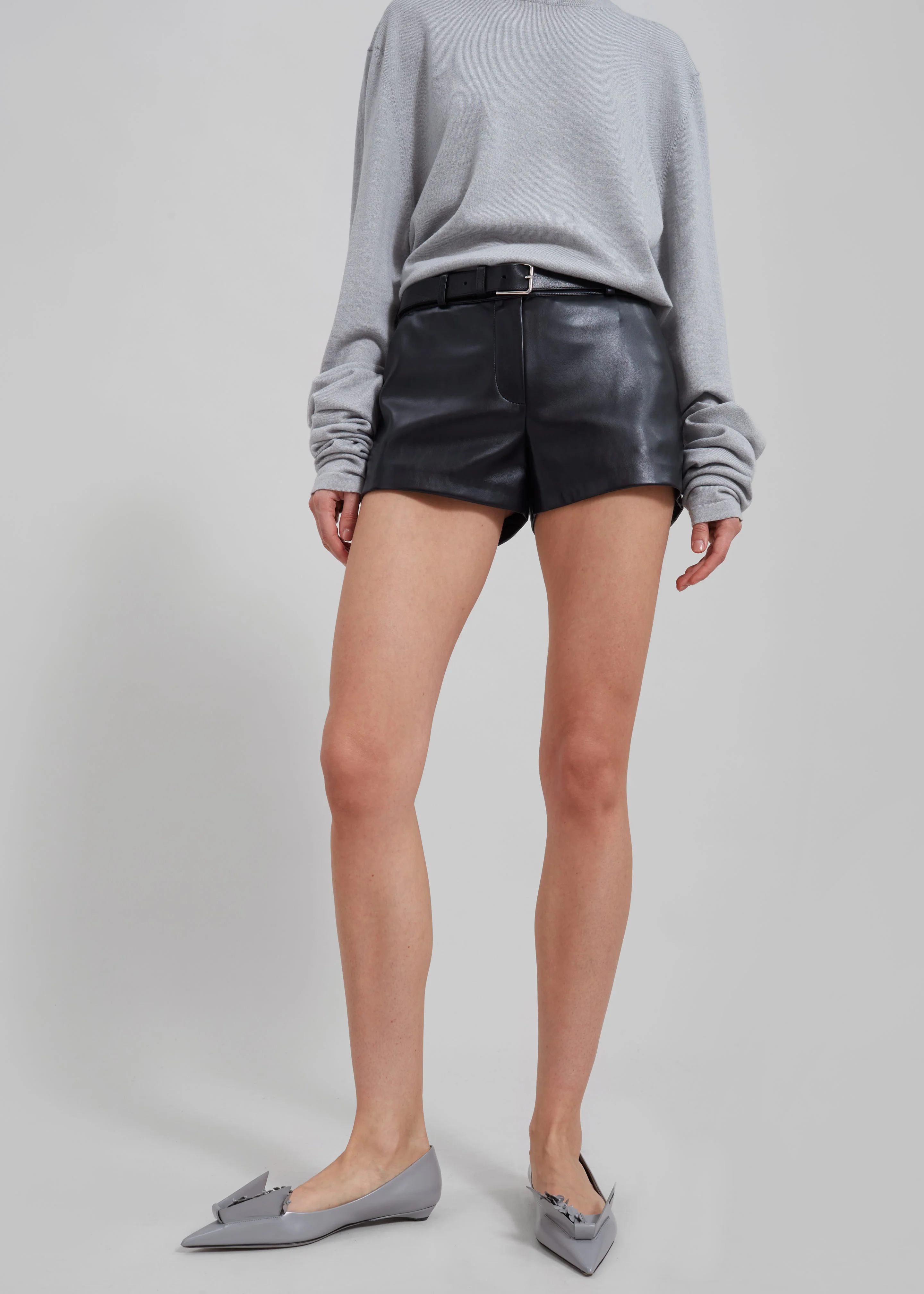 Kate Faux Leather Shorts - Black - Image 10