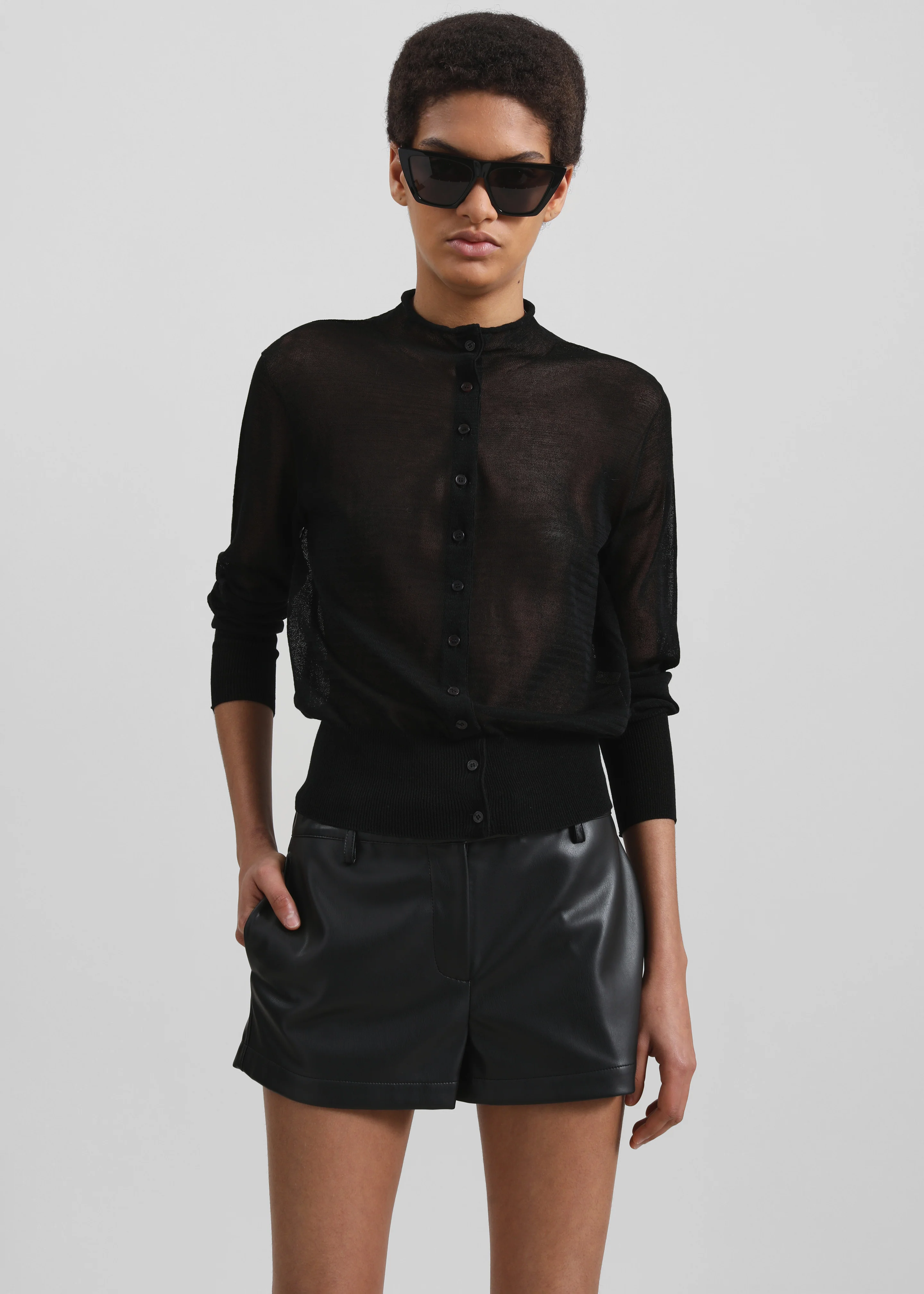 Kate Faux Leather Shorts - Black - Image 11