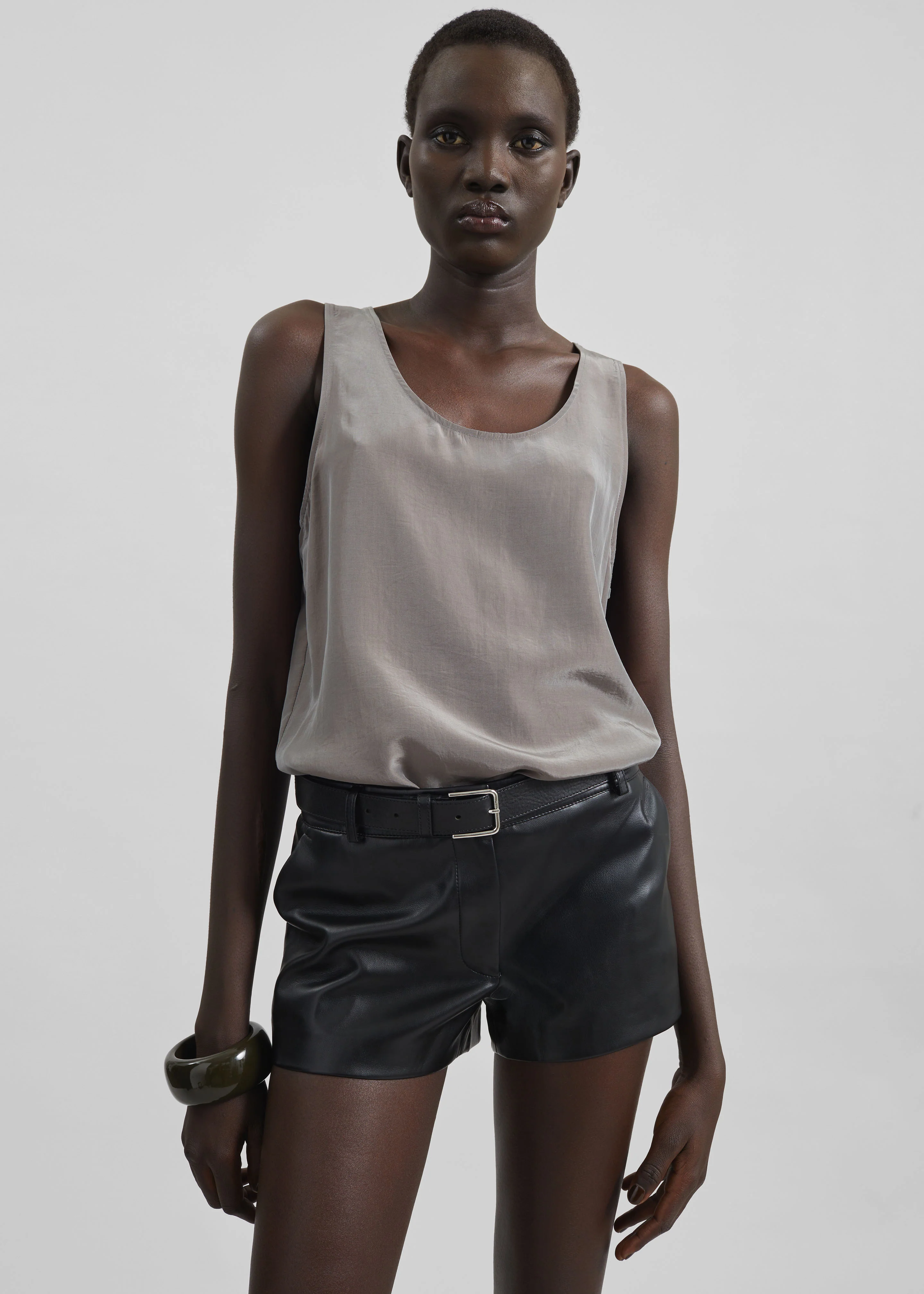 Kate Faux Leather Shorts - Black - Image 4