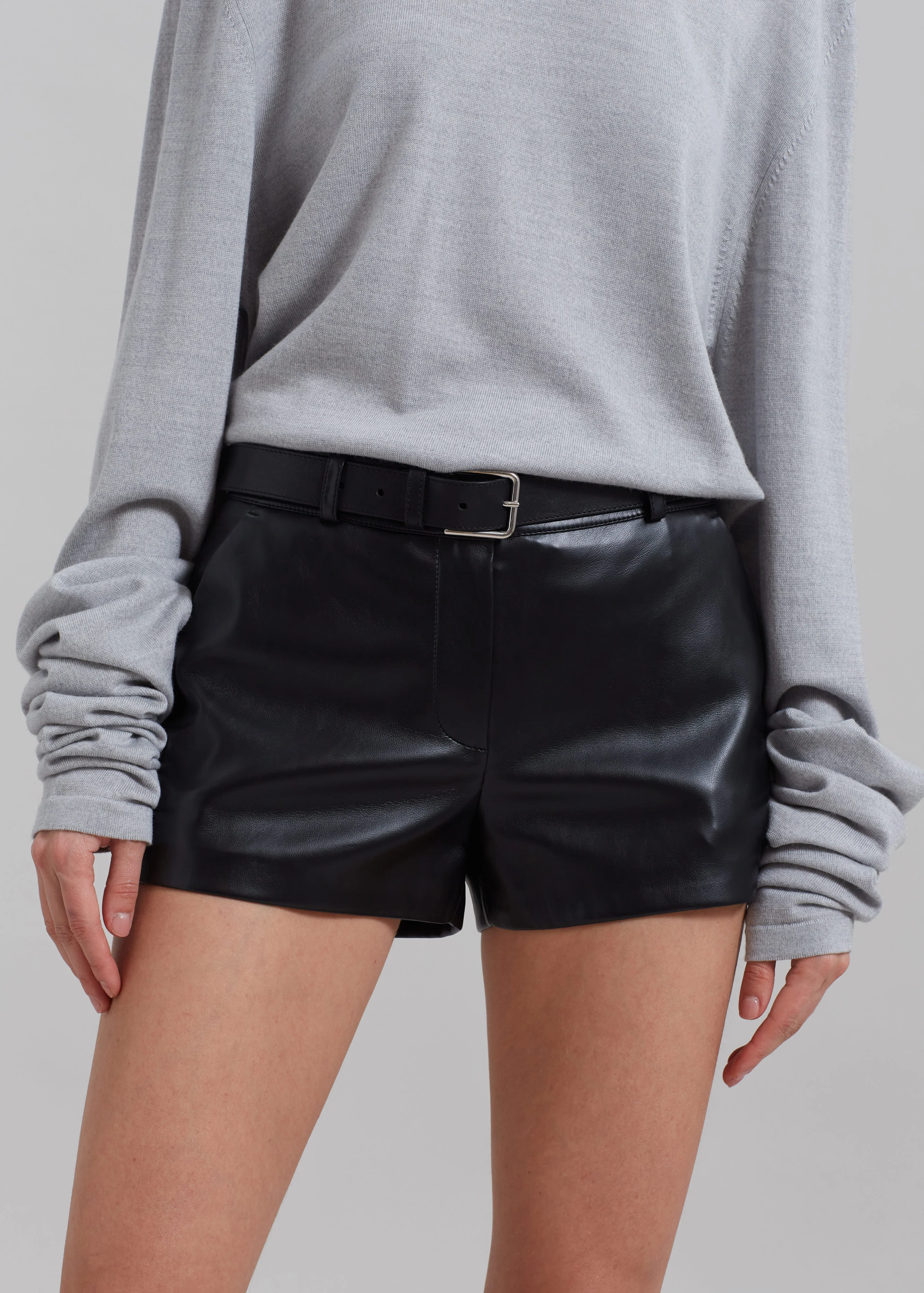Kate Faux Leather Shorts - Black - Image 7