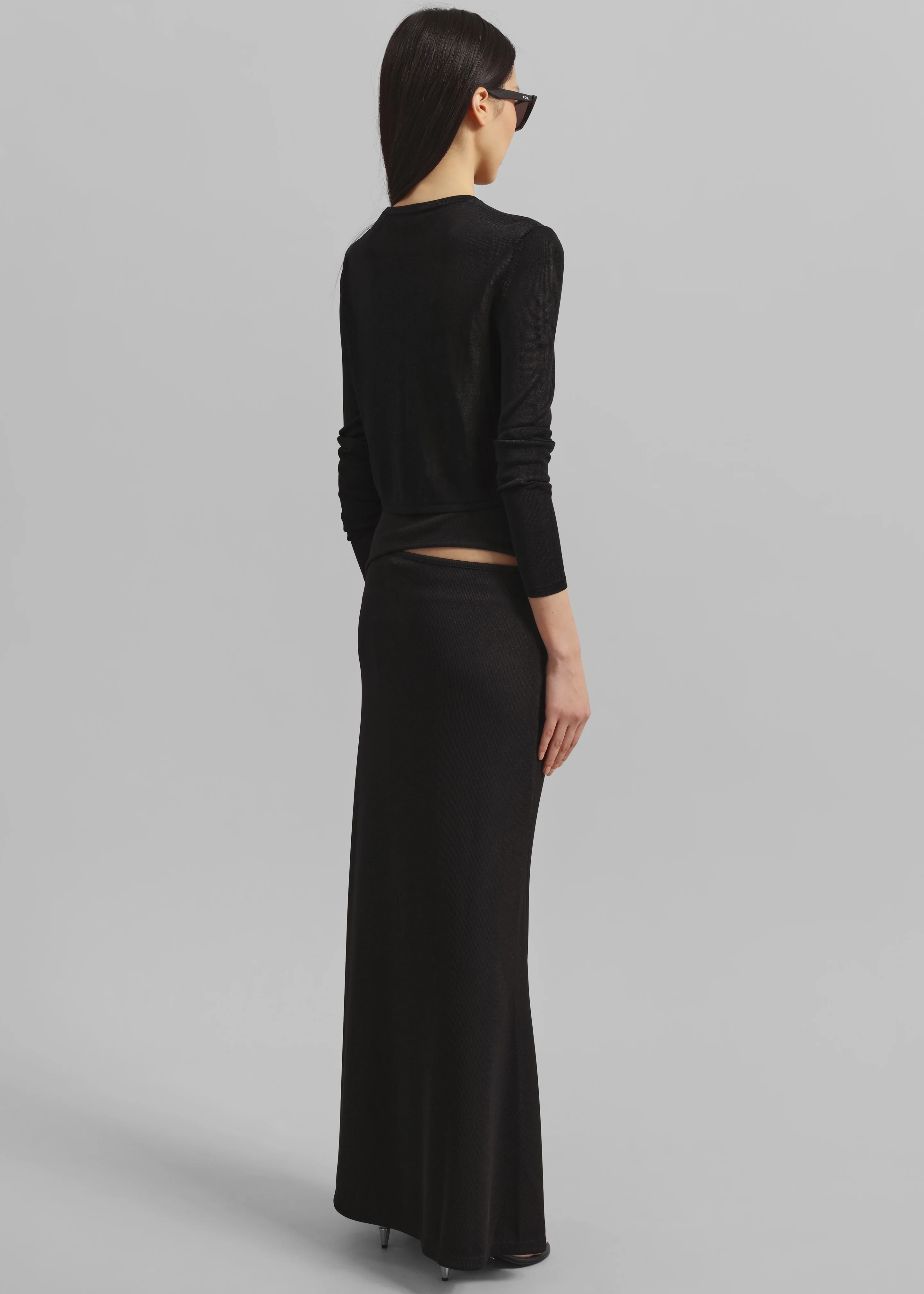 Kazel Cropped Thin Knit Top - Black - Image 8