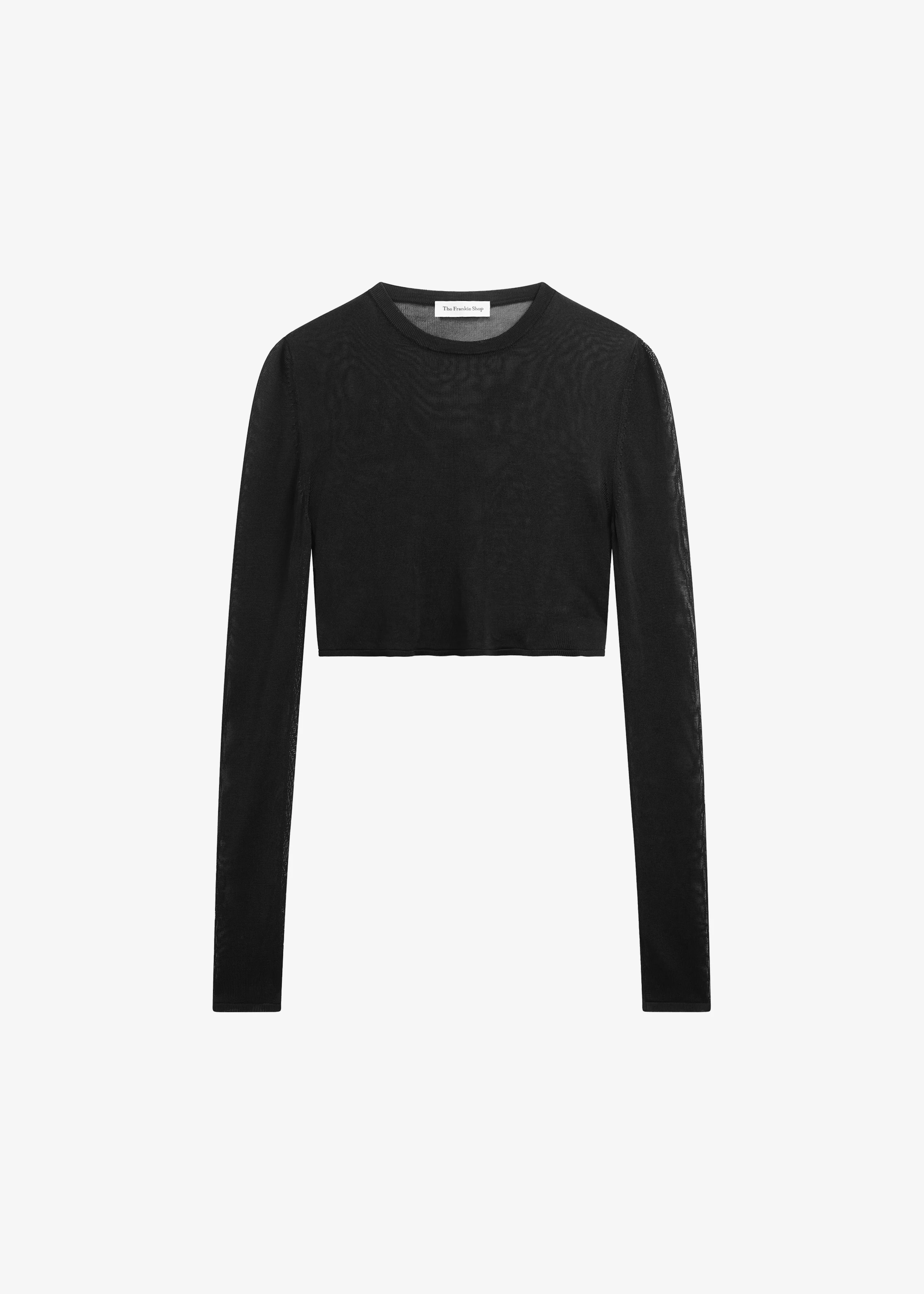 Kazel Cropped Thin Knit Top - Black - Image 9