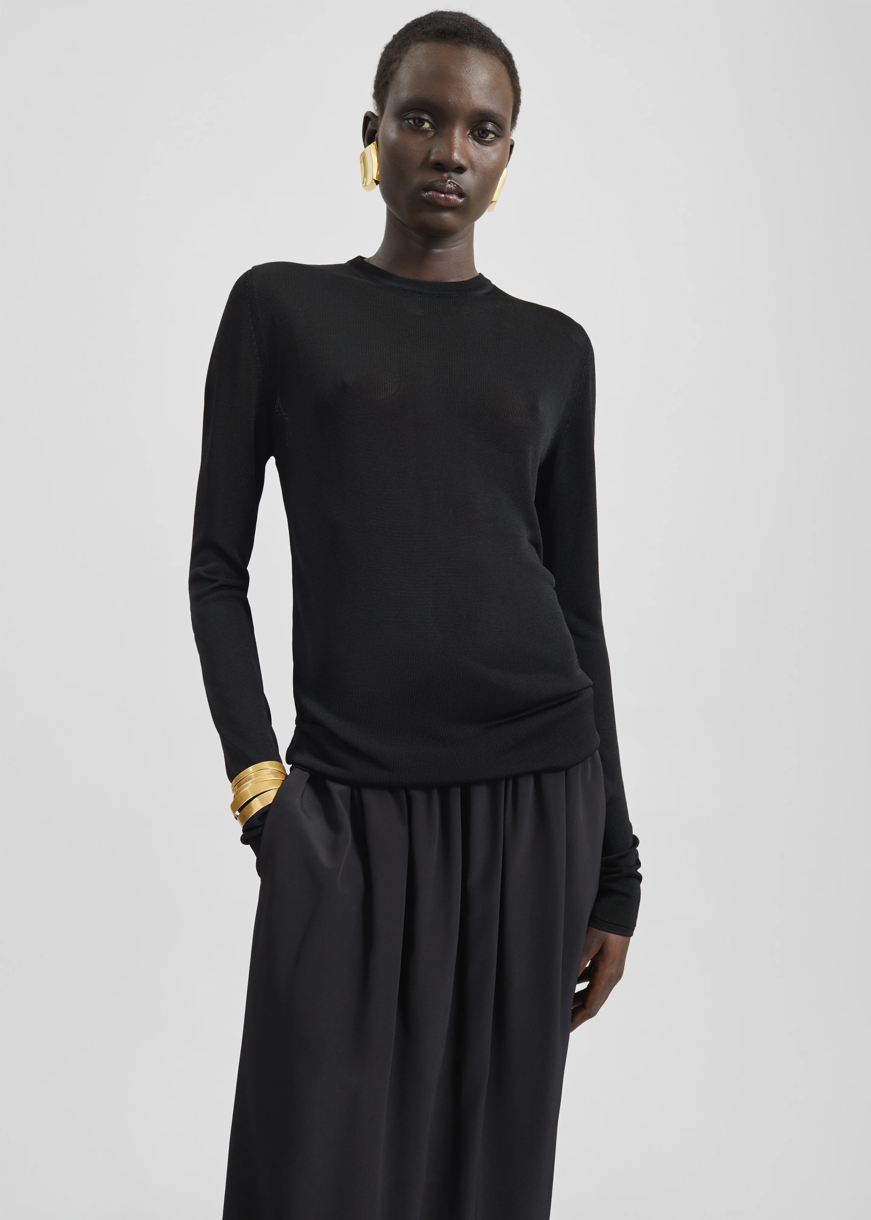 Kazel Thin Knit Top - Black - Image 5