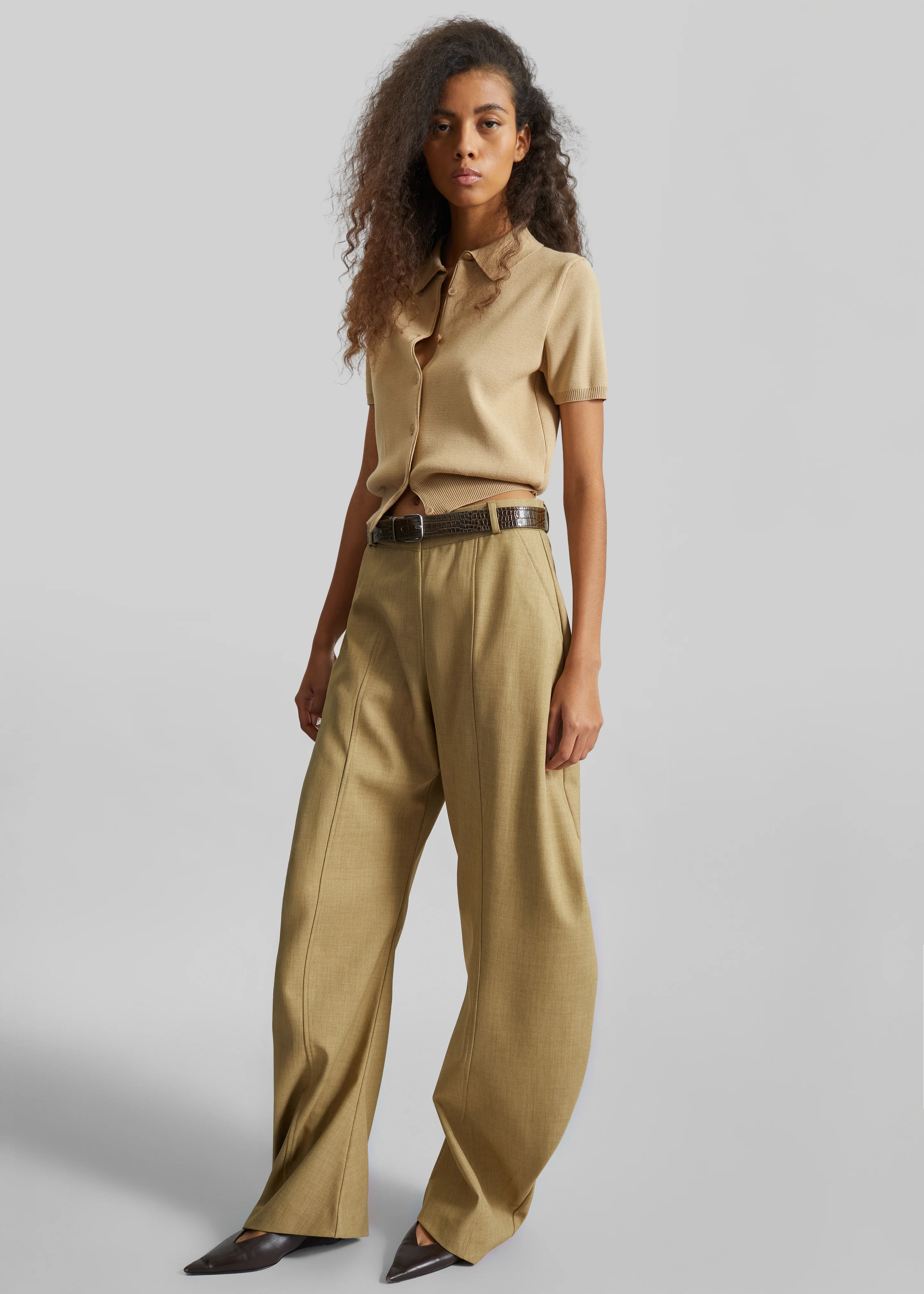 Keasden Barrel Leg Trousers - Camel - Image 4