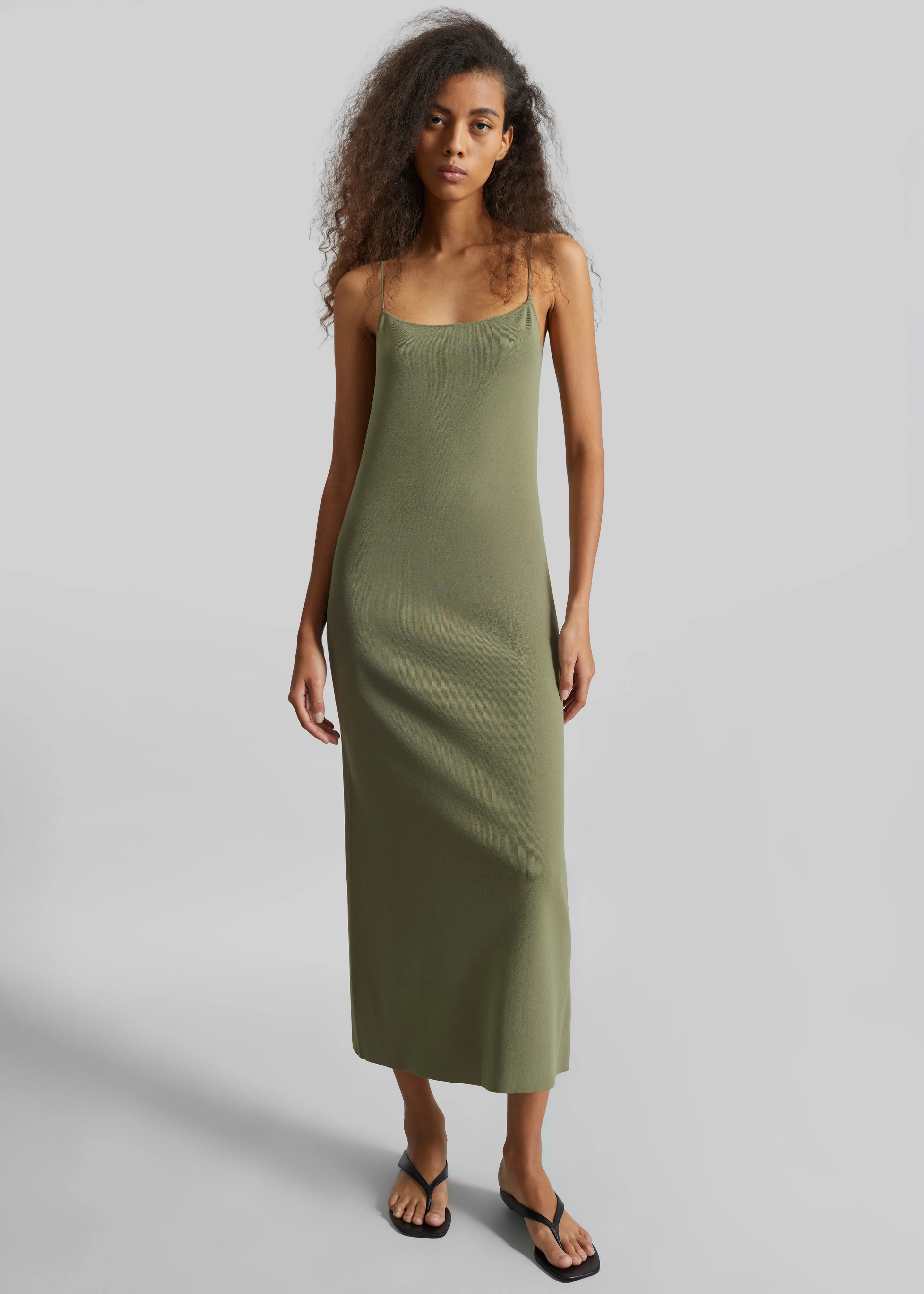 Keira Knit Midi Dress - Khaki Brown - Image 3