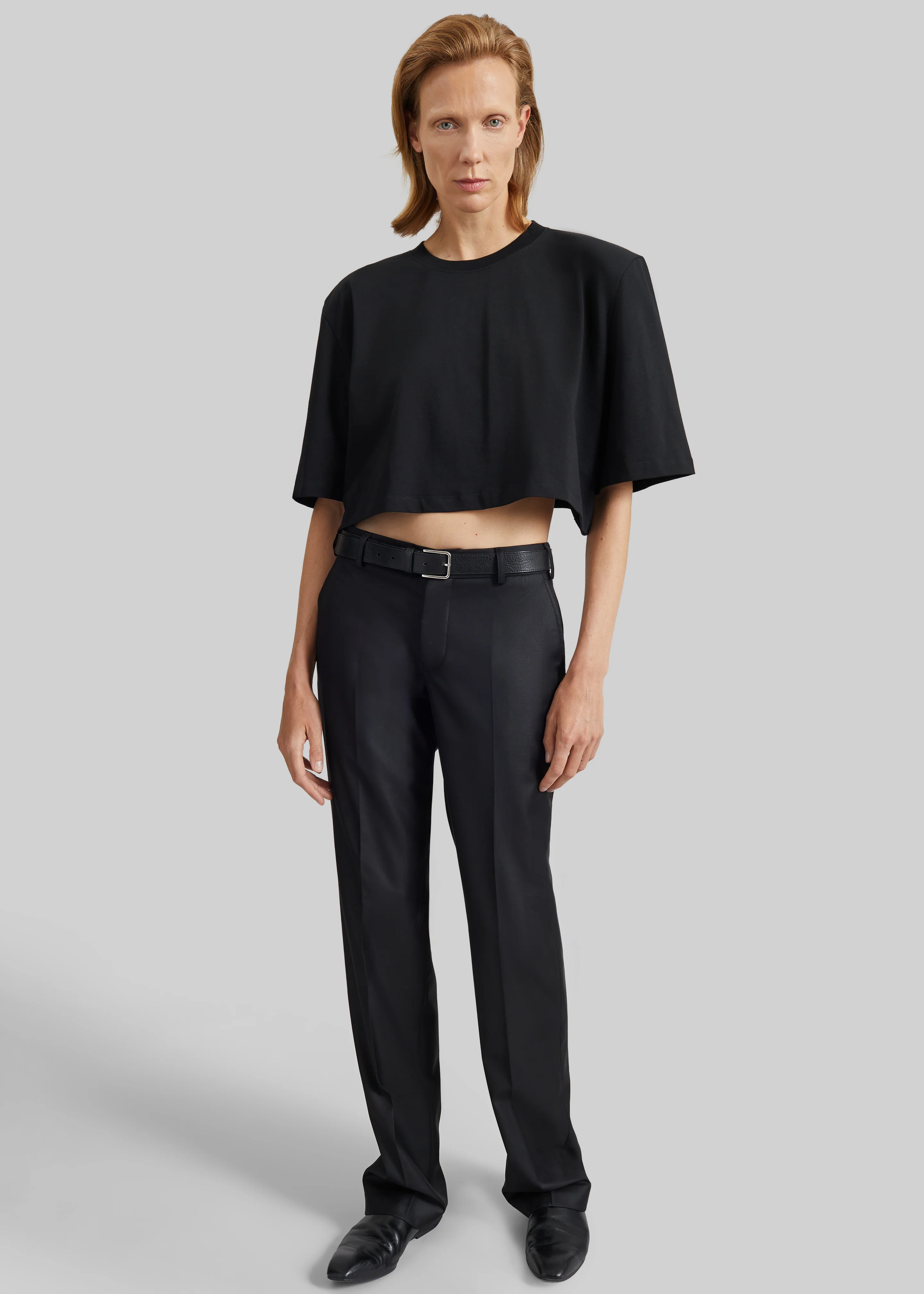 Kelan Padded Cropped Tee - Black - Image 2