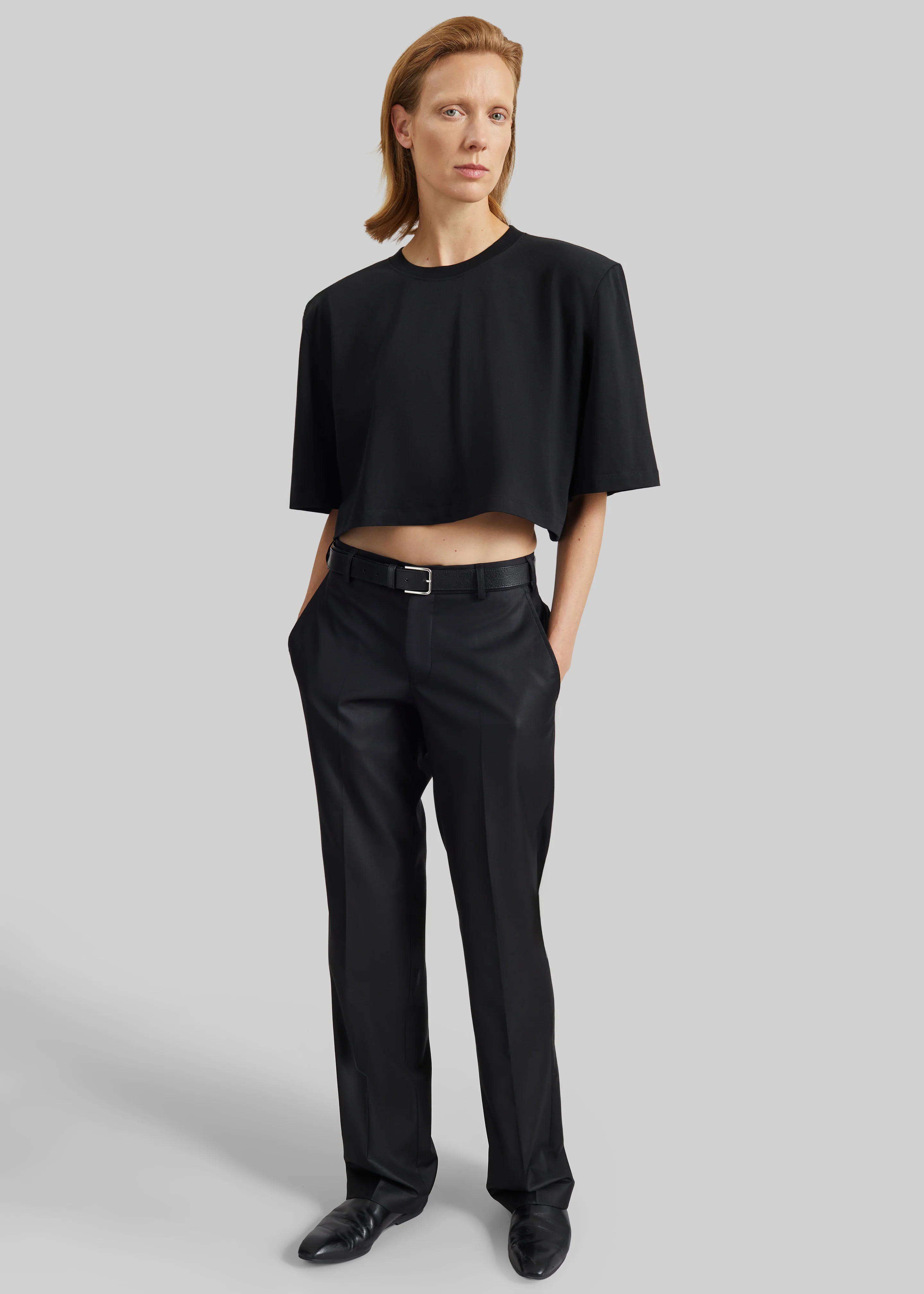 Kelan Padded Cropped Tee - Black - Image 4
