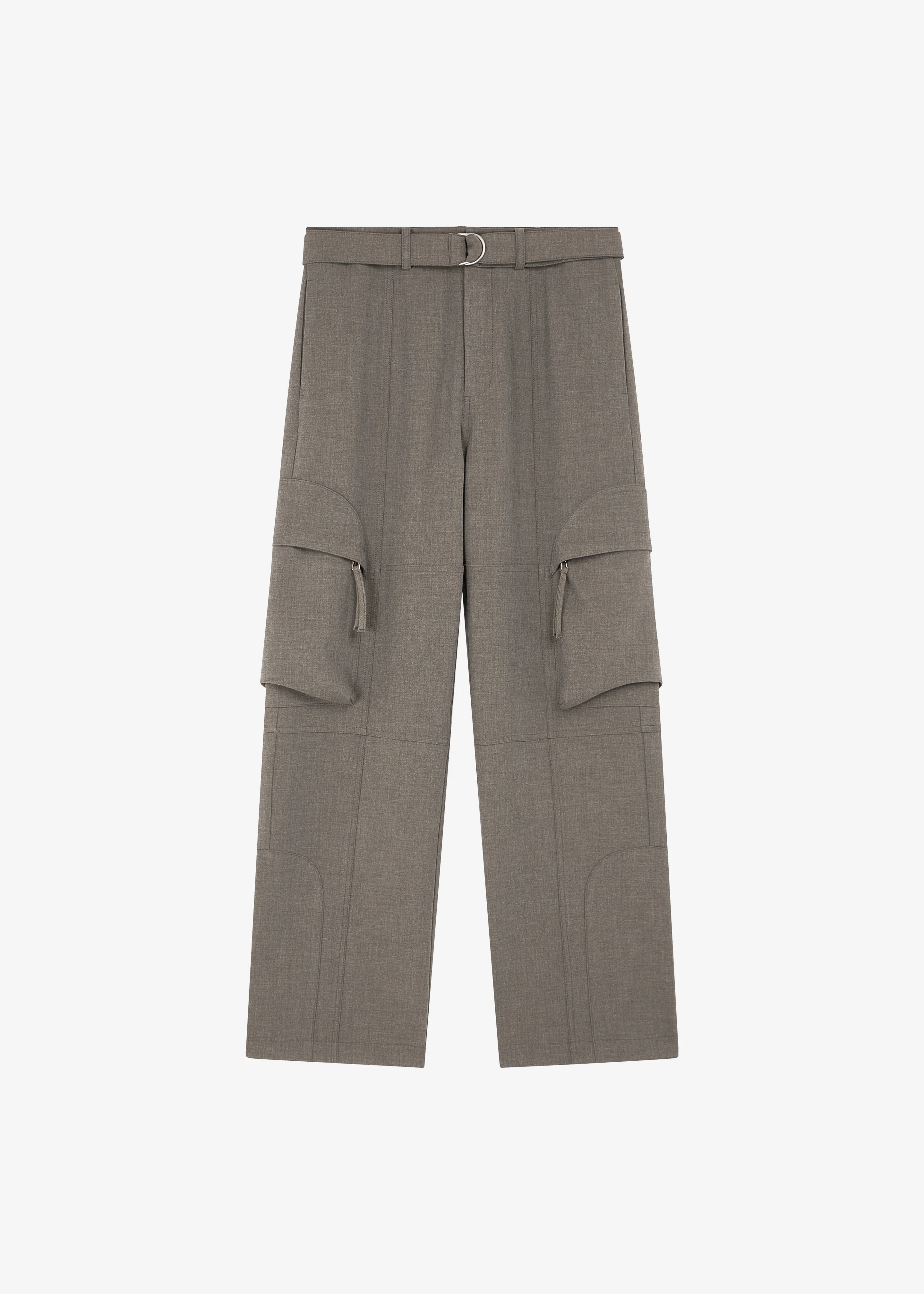 Kelly Double Weave Cargo Pants - Taupe Melange - Image 9
