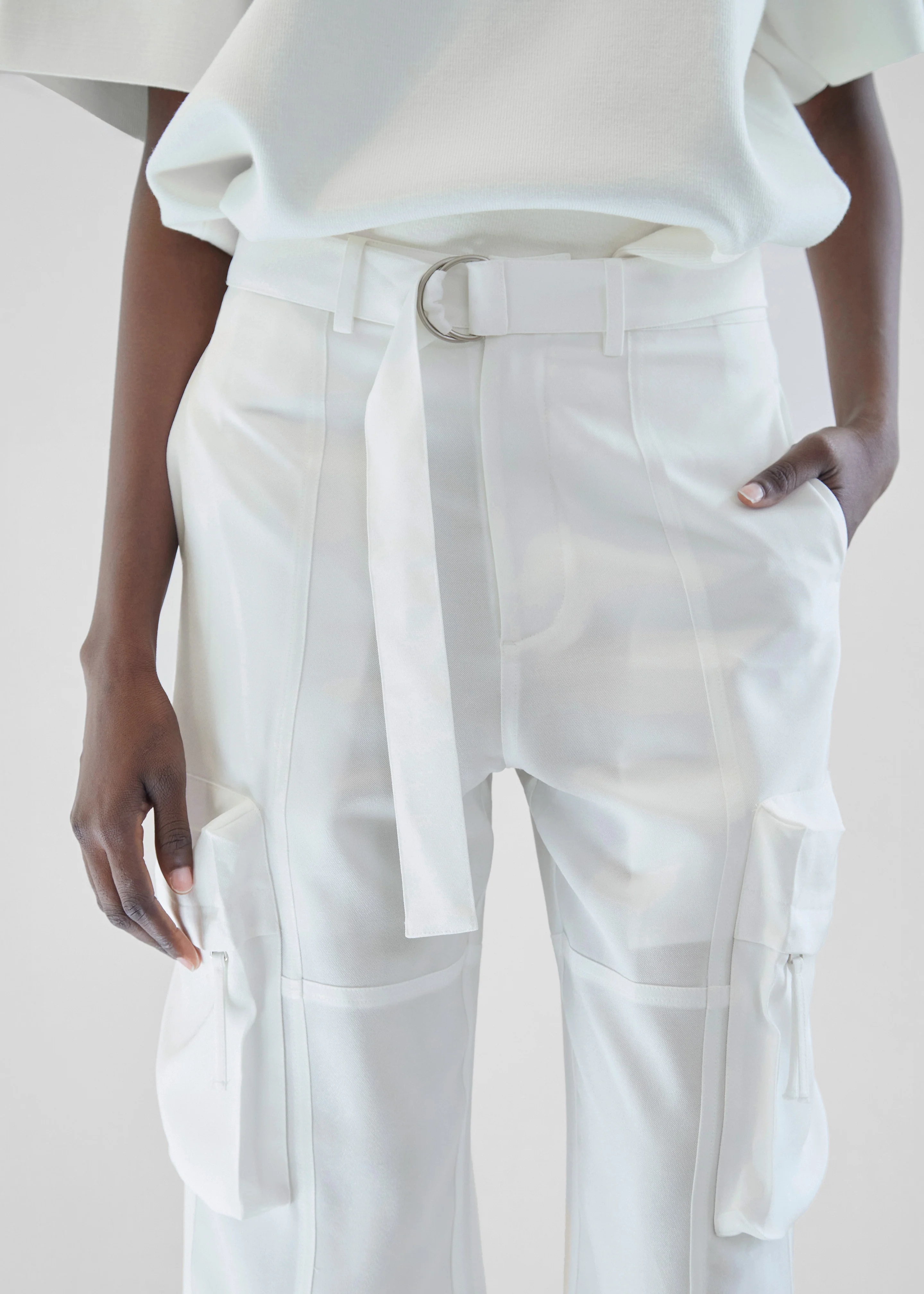Kelly Fluid Cargo Pants - White - Image 5
