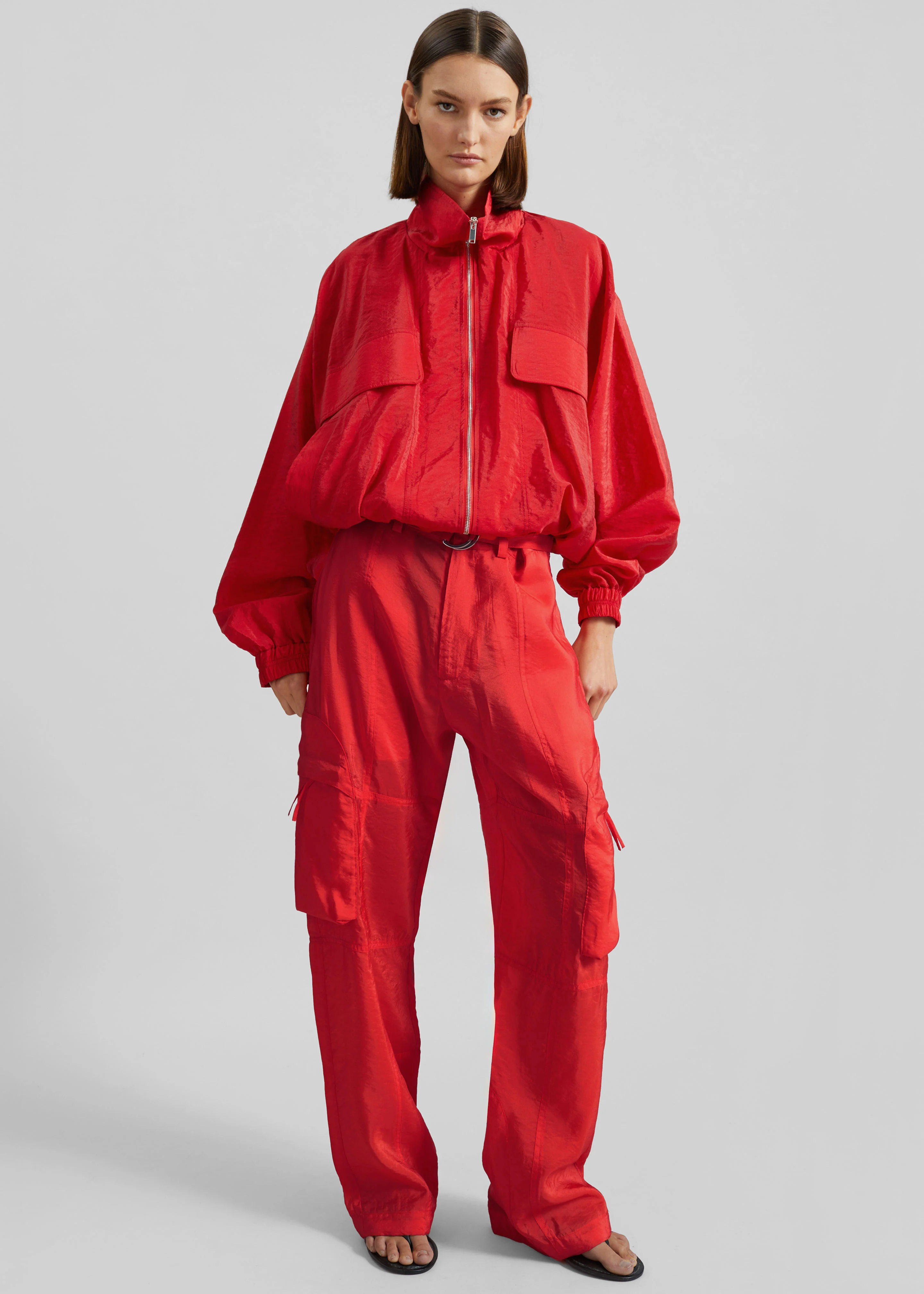 Kelly Sheer Cargo Pants - Red - Image 2