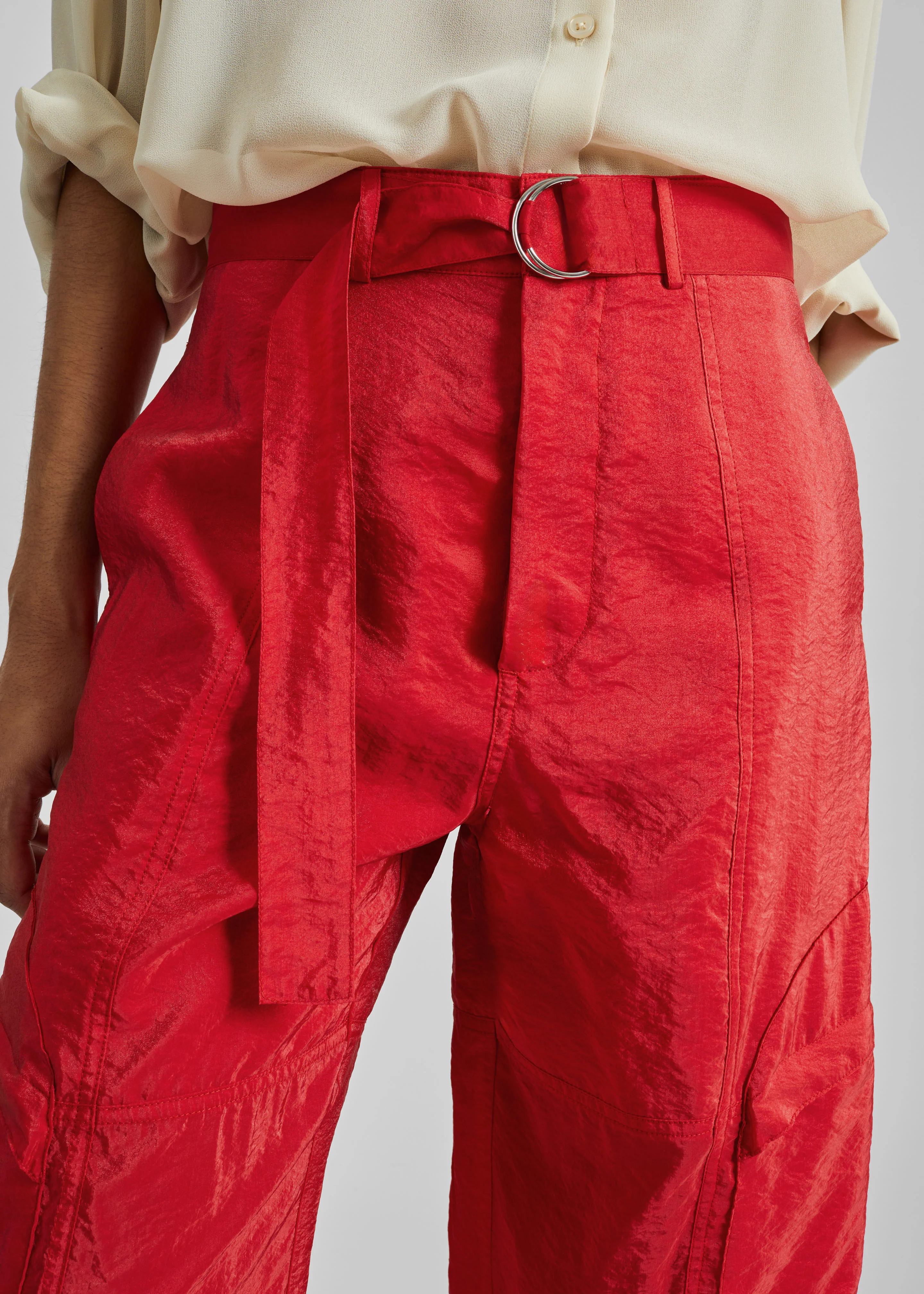 Kelly Sheer Cargo Pants - Red - Image 4