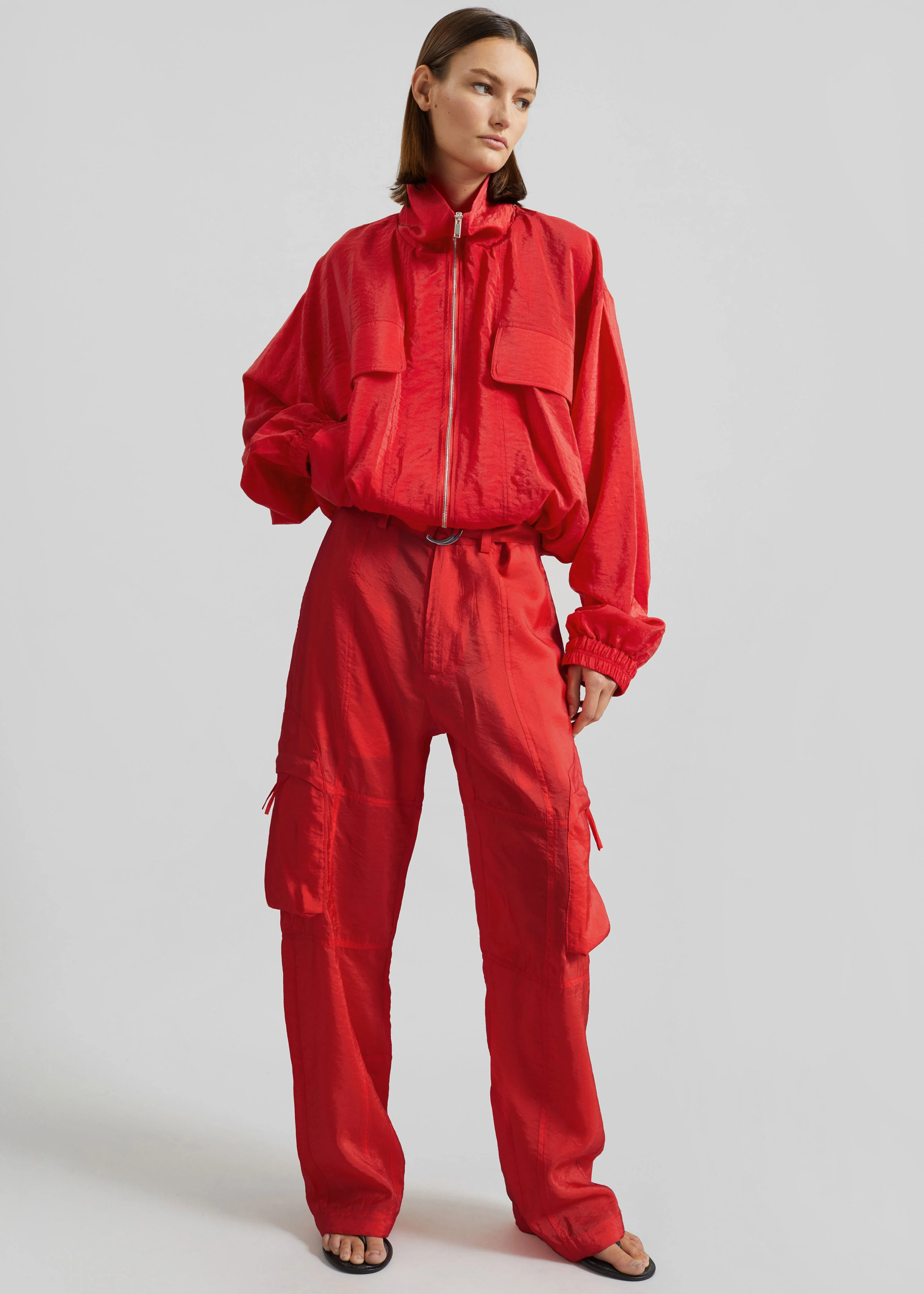 Kelly Sheer Cargo Pants - Red - Image 6
