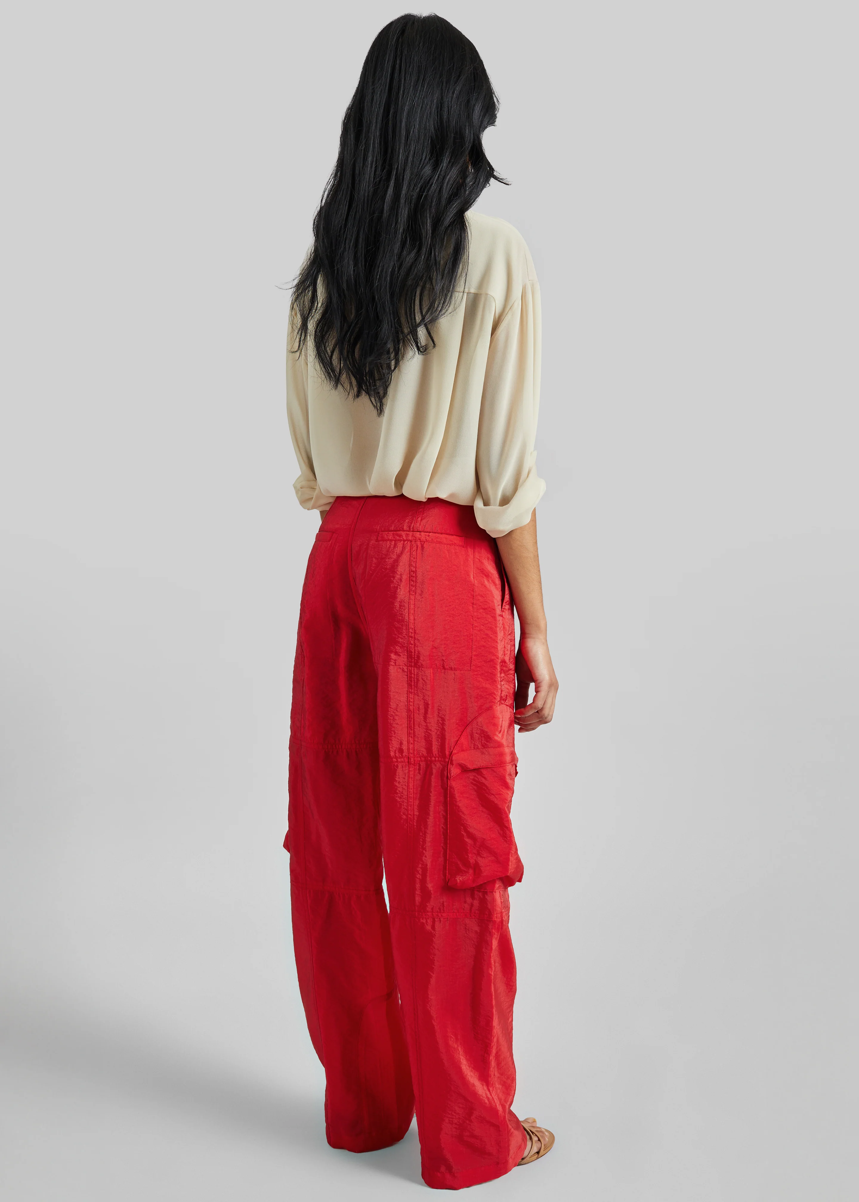 Kelly Sheer Cargo Pants - Red - Image 7