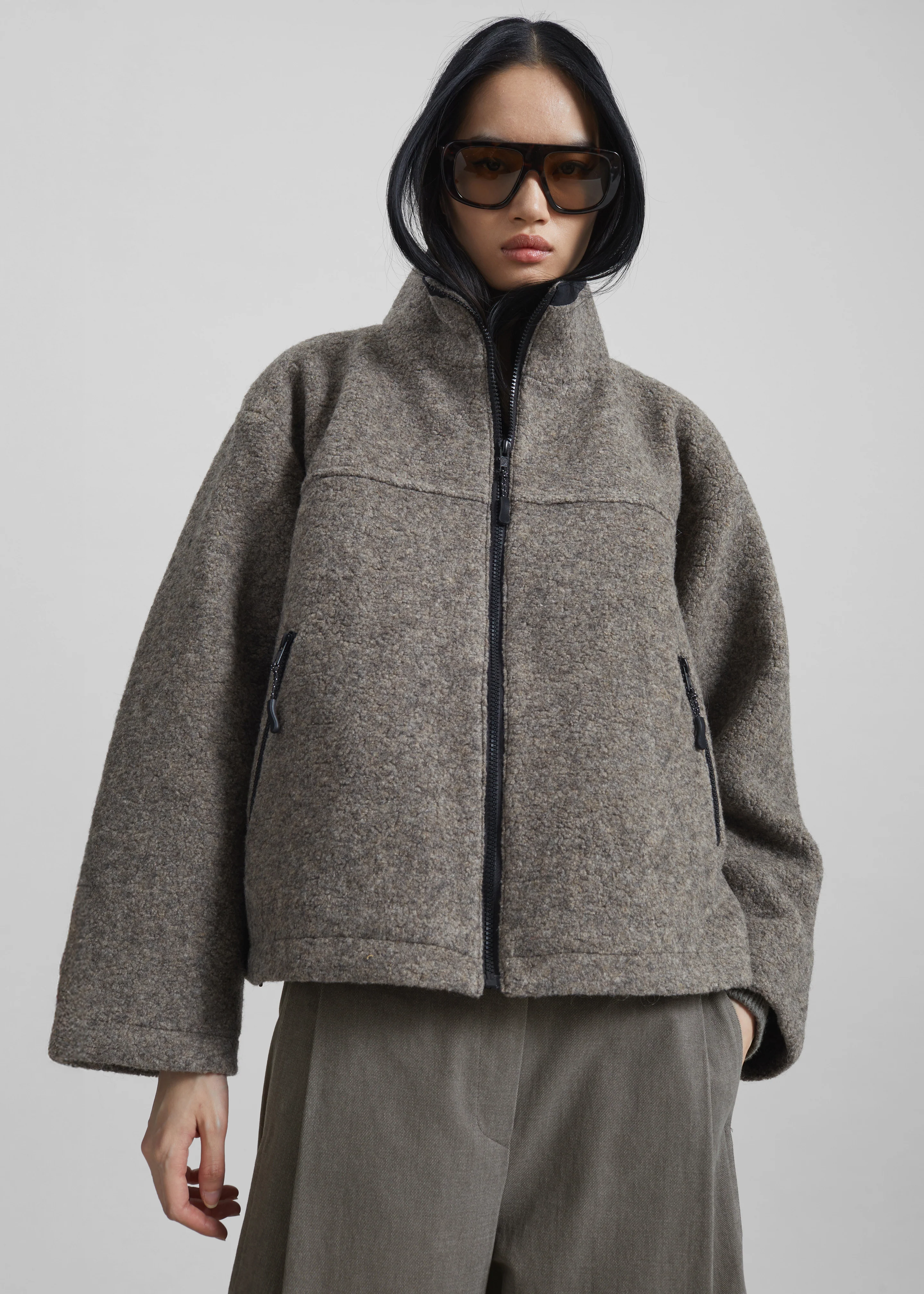 Kenei Fleece Zip Jacket - Greige Melange - Image 6