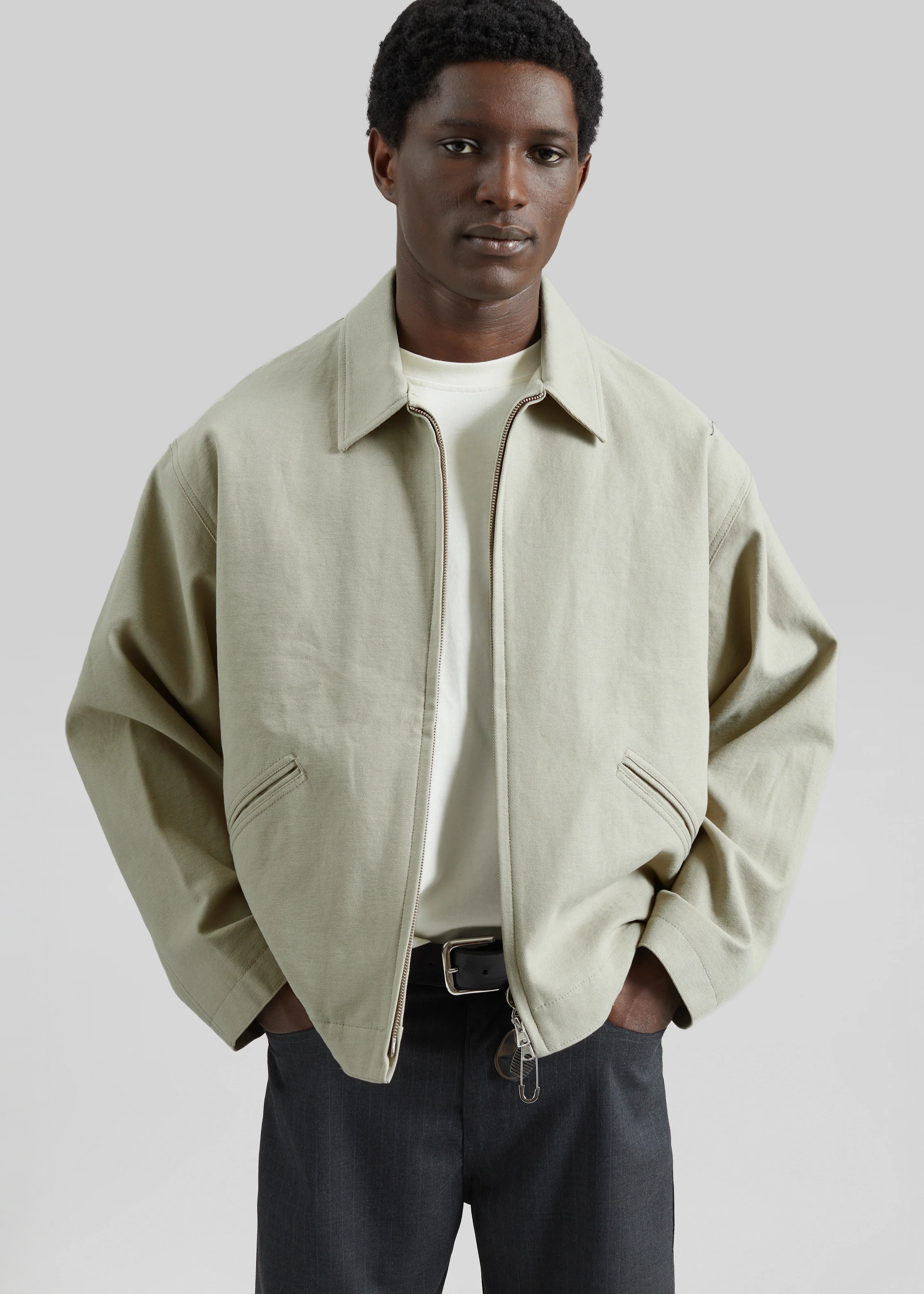 Kenton Cotton Zip Jacket - Beige - Image 7