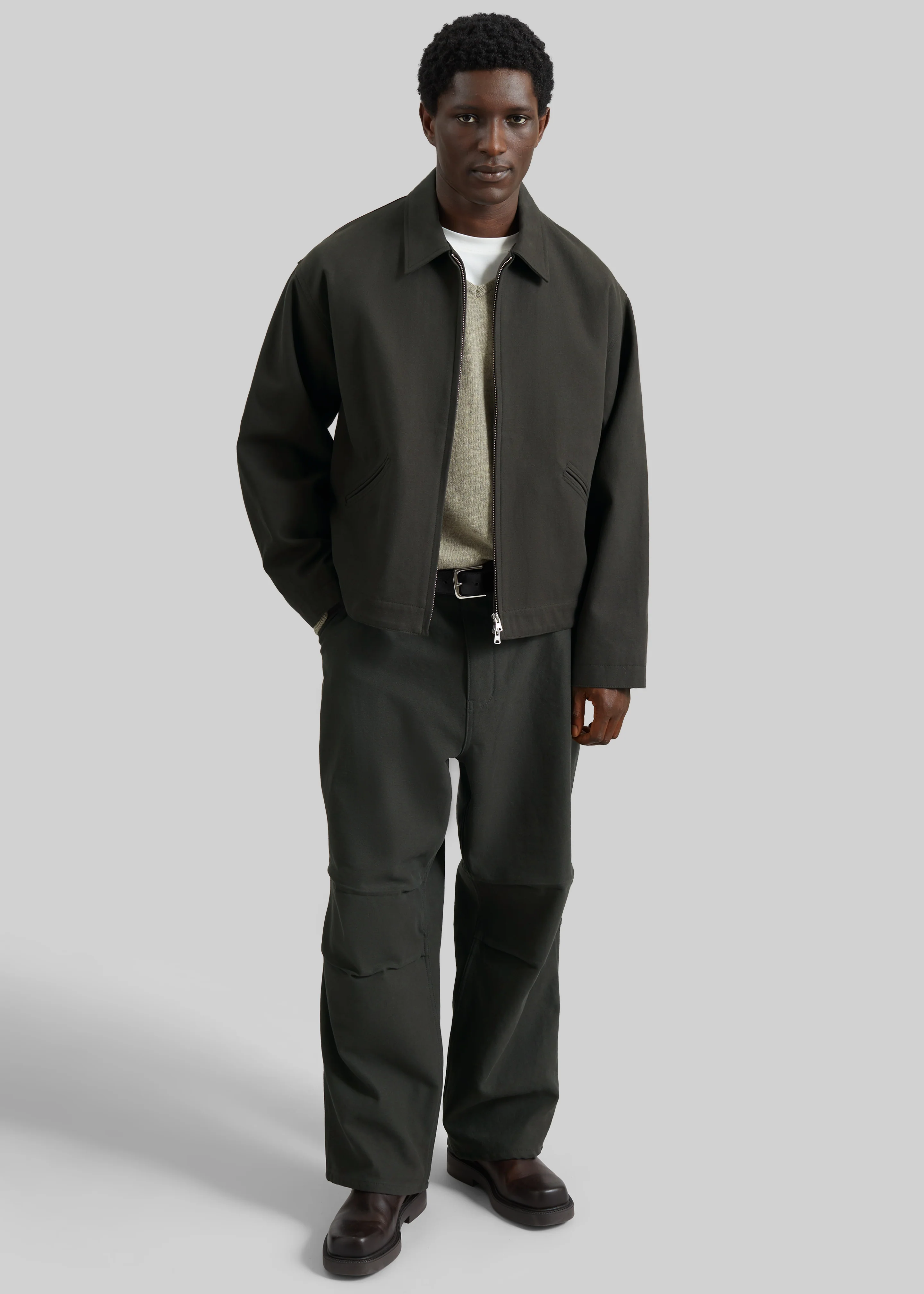 Kenton Cotton Zip Jacket - Charcoal - Image 3