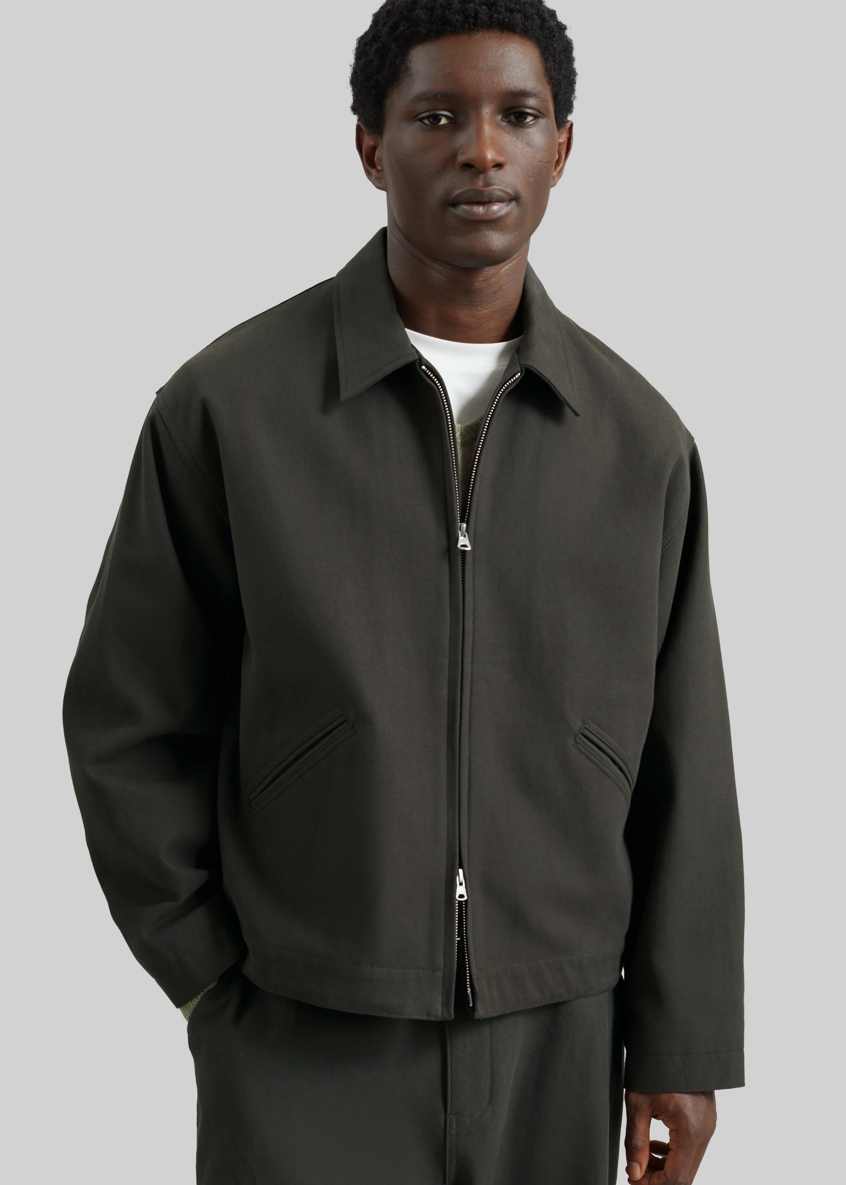 Kenton Cotton Zip Jacket - Charcoal - Image 4
