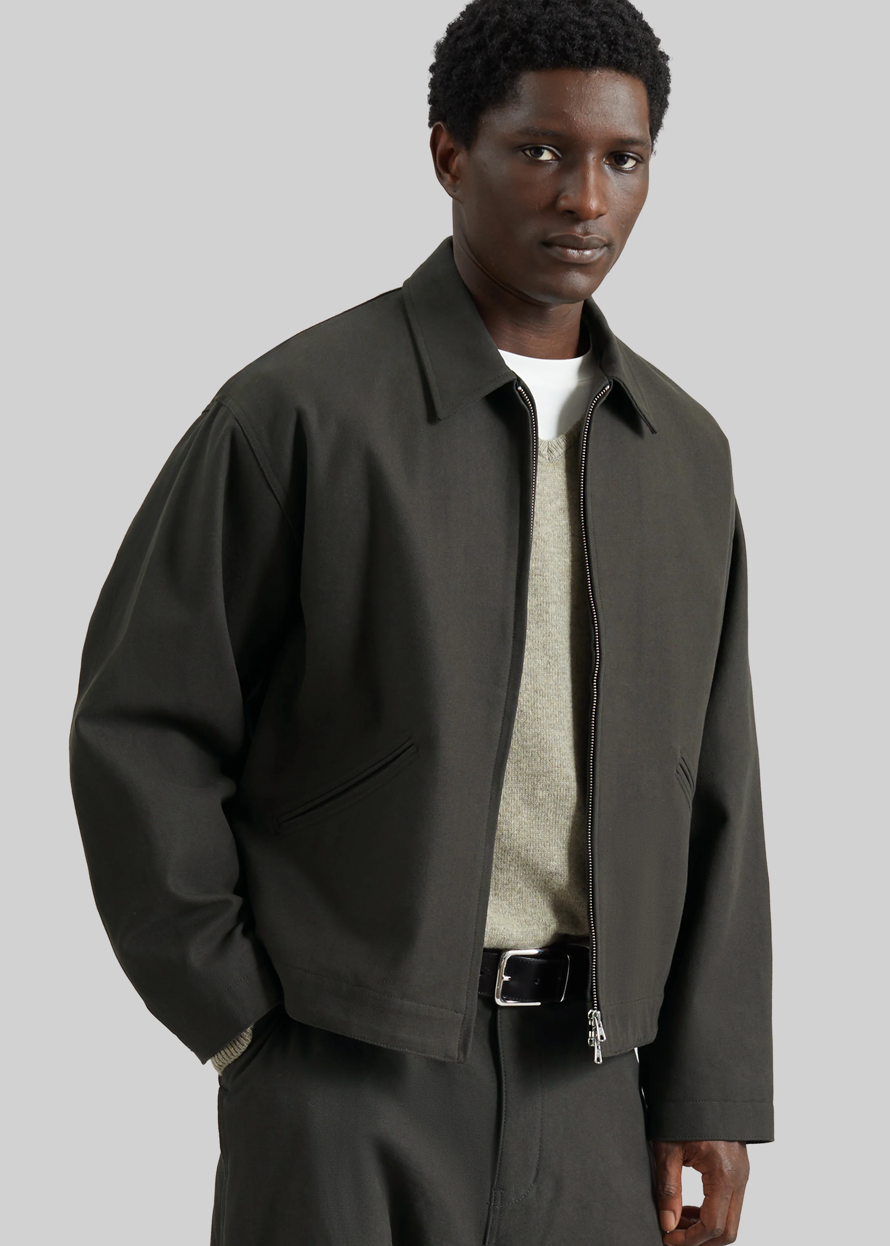 Kenton Cotton Zip Jacket - Charcoal - Image 5