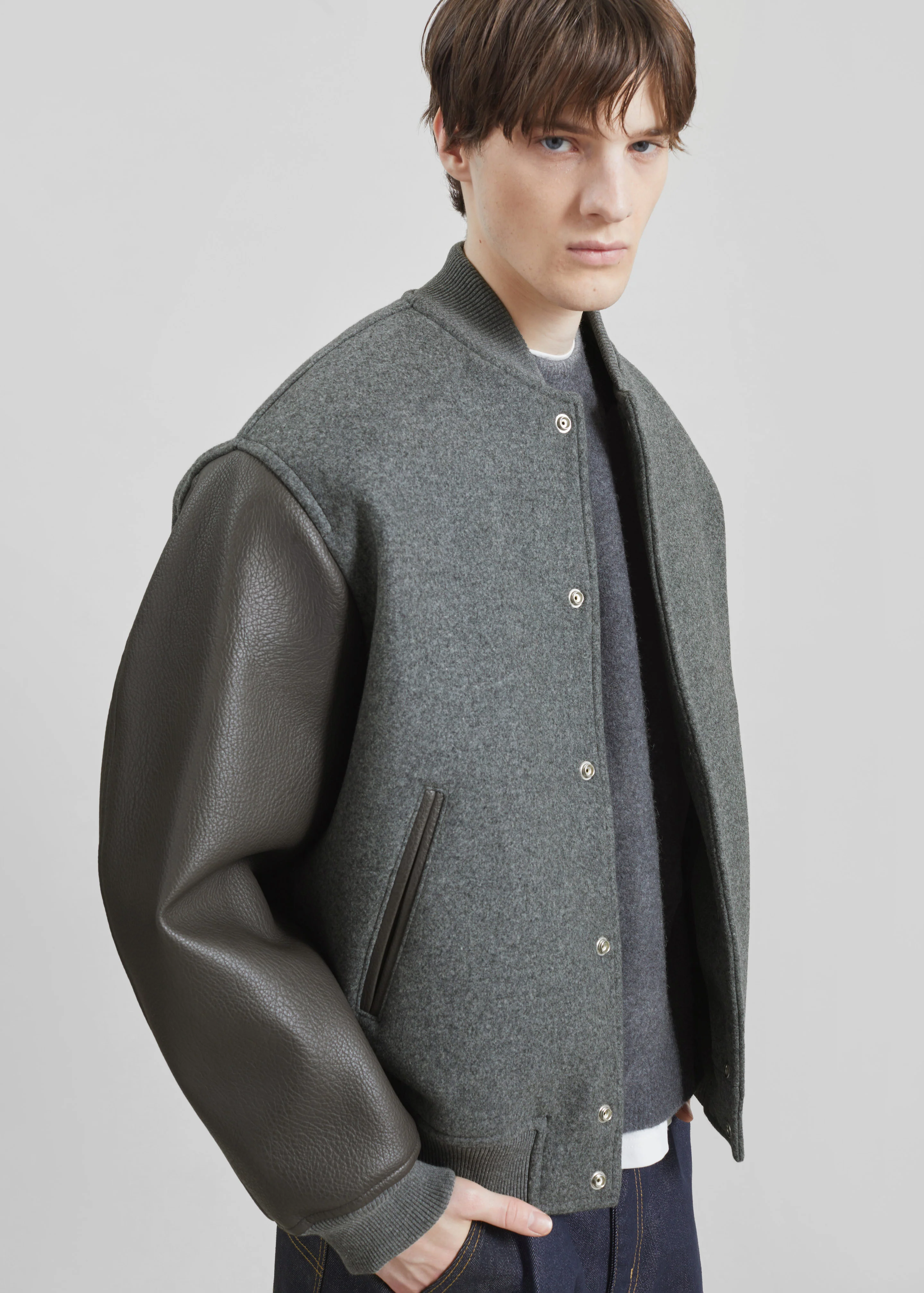 Kerava Oversized Bomber Jacket - Grey - Image 15