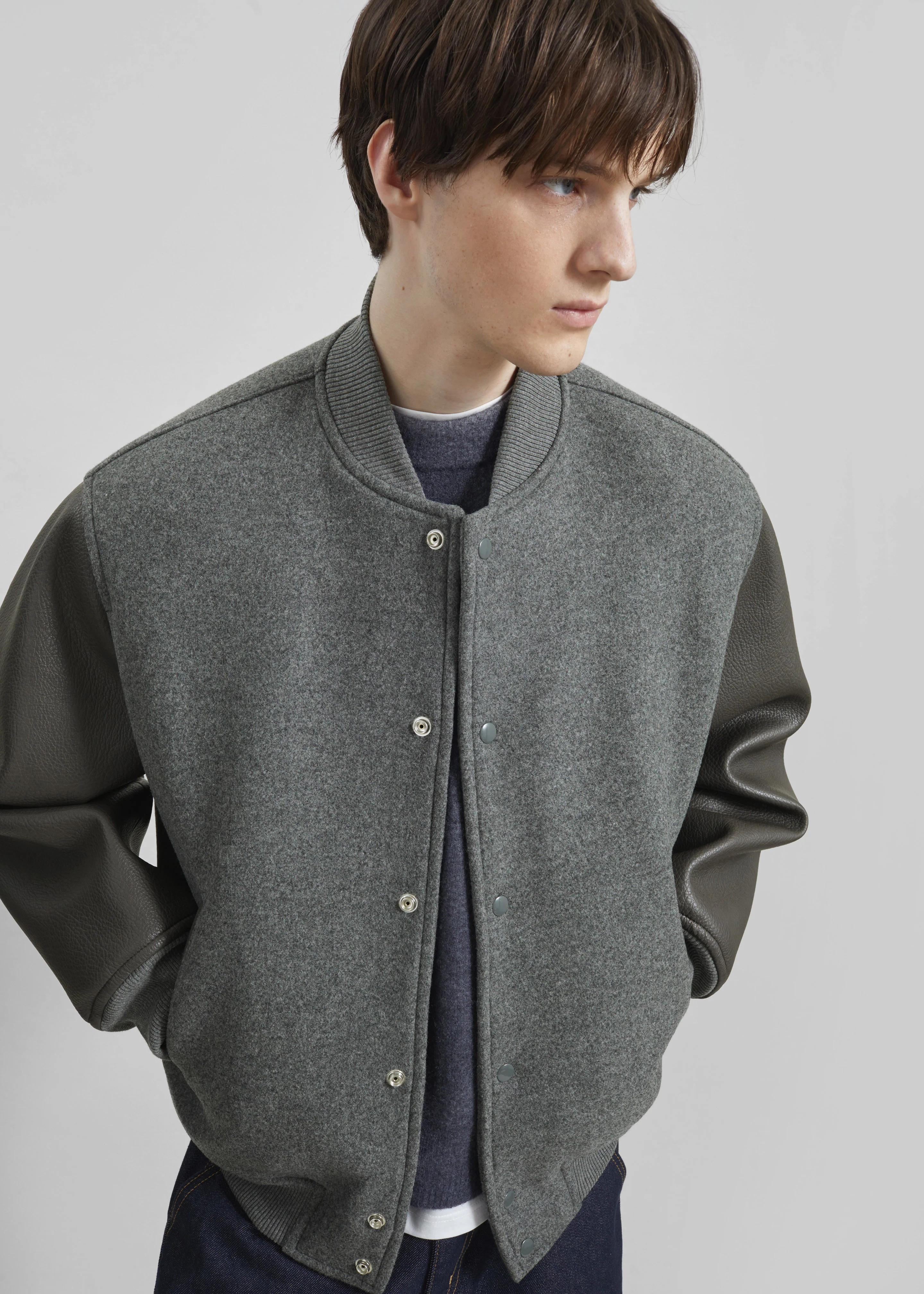 Kerava Oversized Bomber Jacket - Grey - Image 17