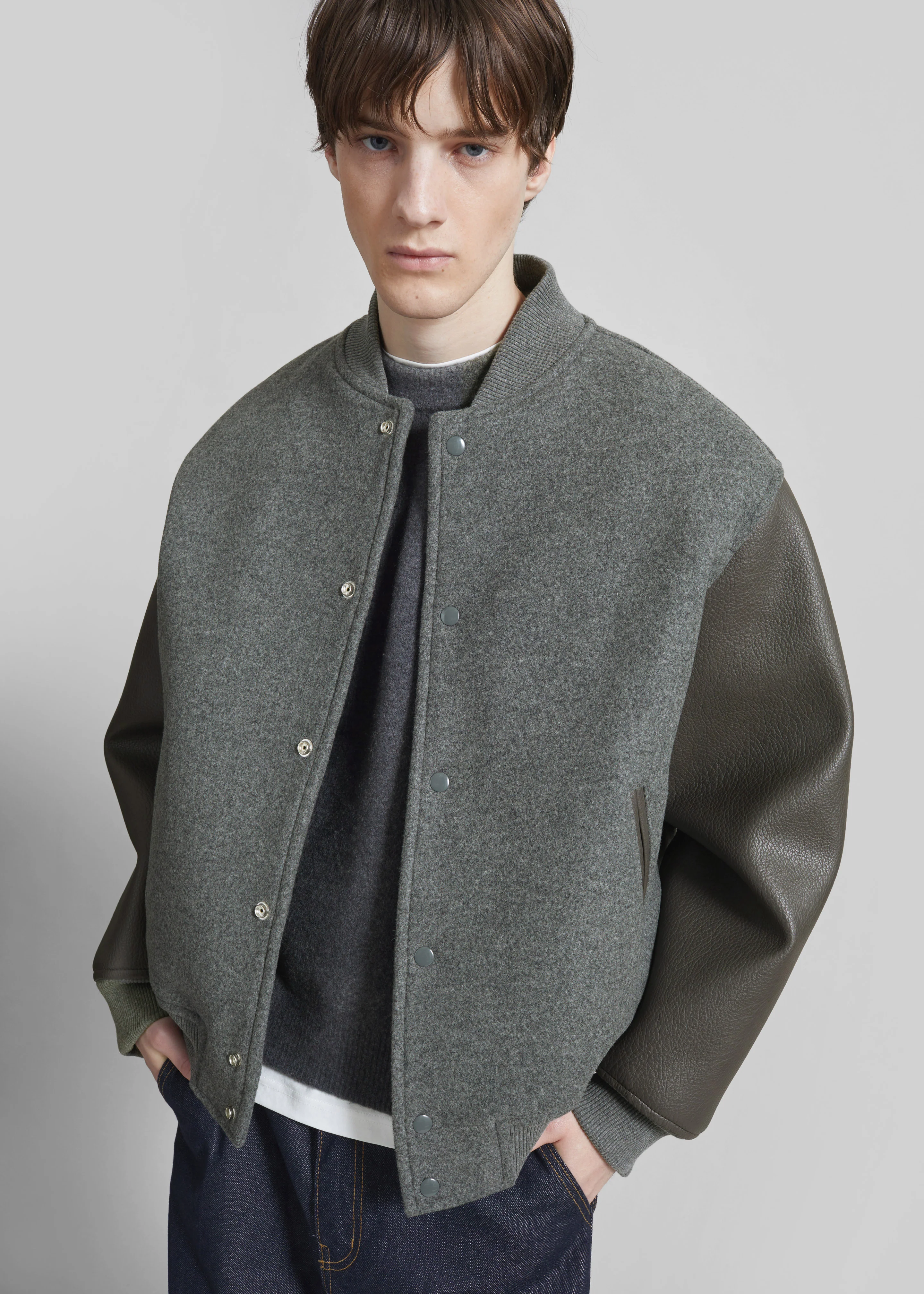 Kerava Oversized Bomber Jacket - Grey - Image 19