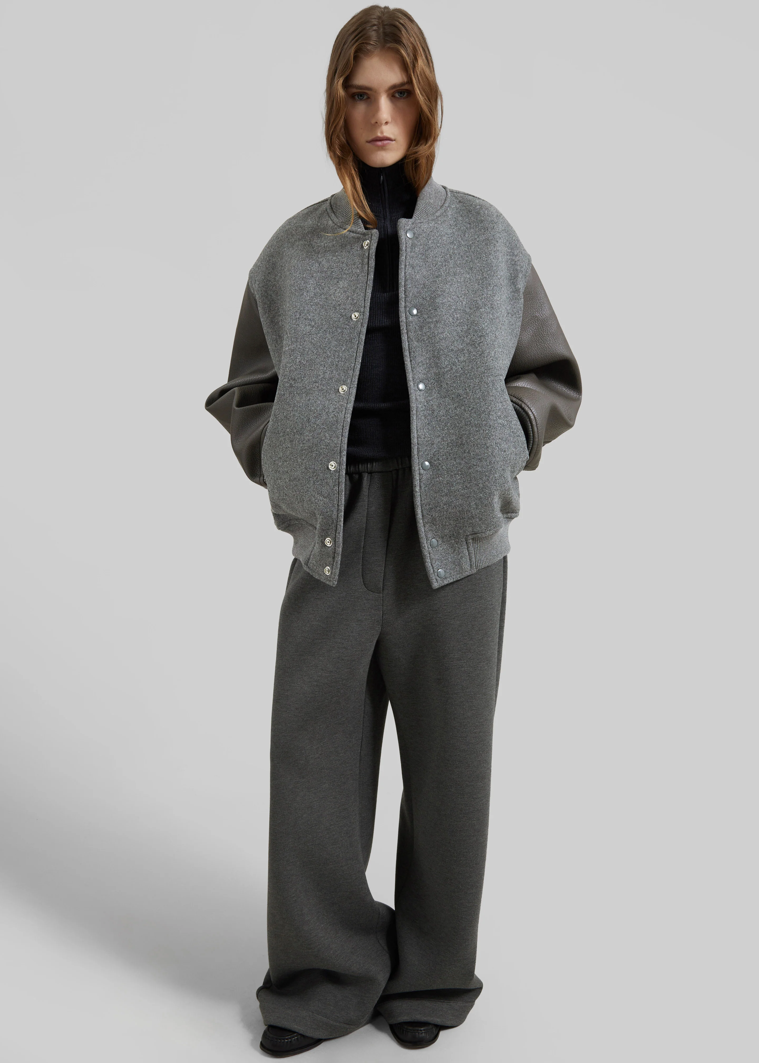 Kerava Oversized Bomber Jacket - Grey - Image 2